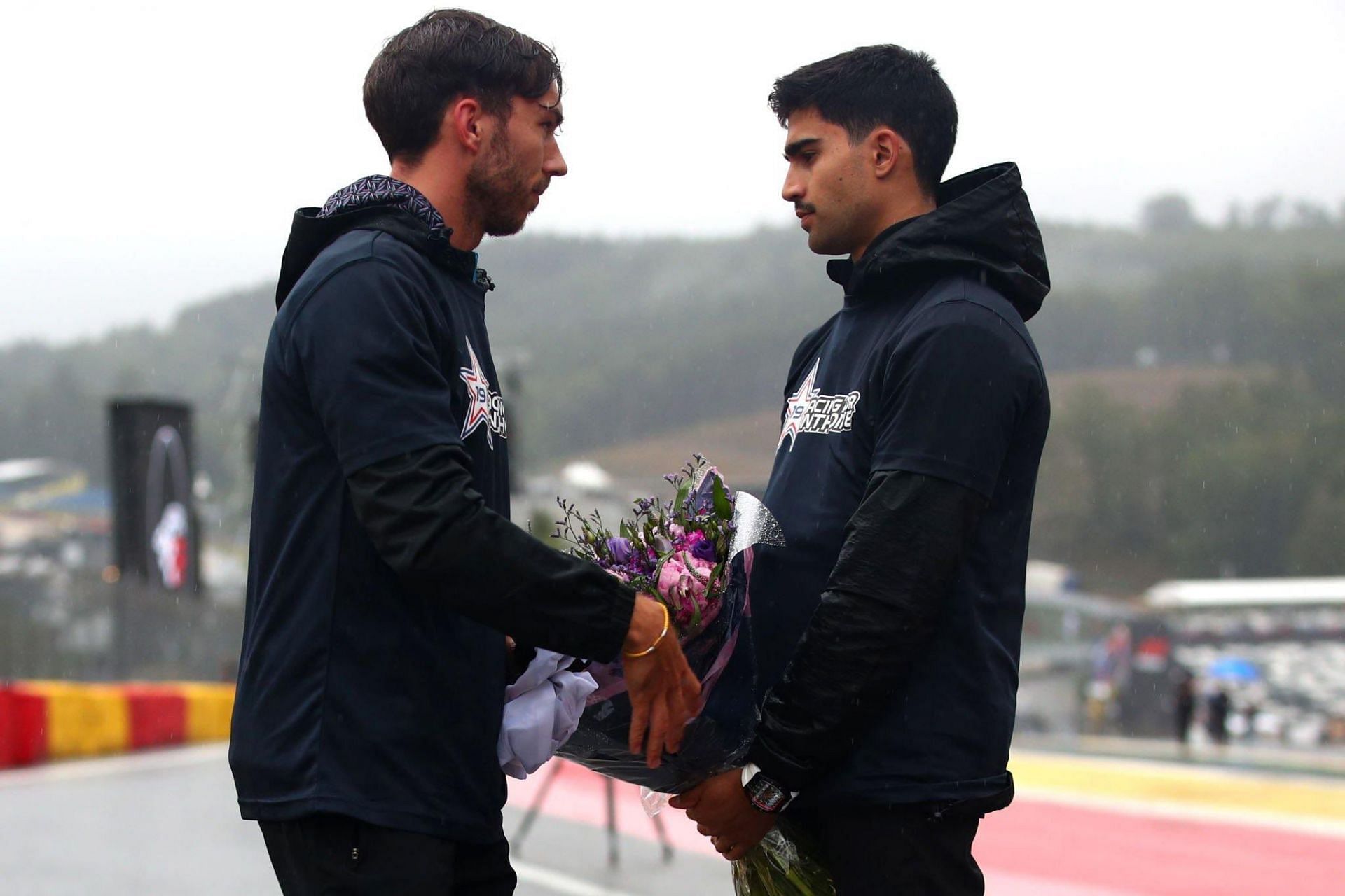 French racing driver Pierre Gasly arrives to attend the Louis