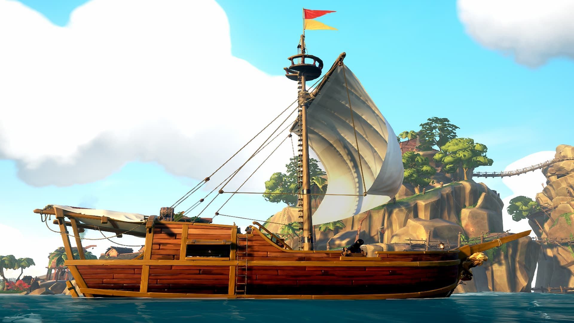 The Sloop is the smallest ship in Sea of Thieves (Image via Rare)