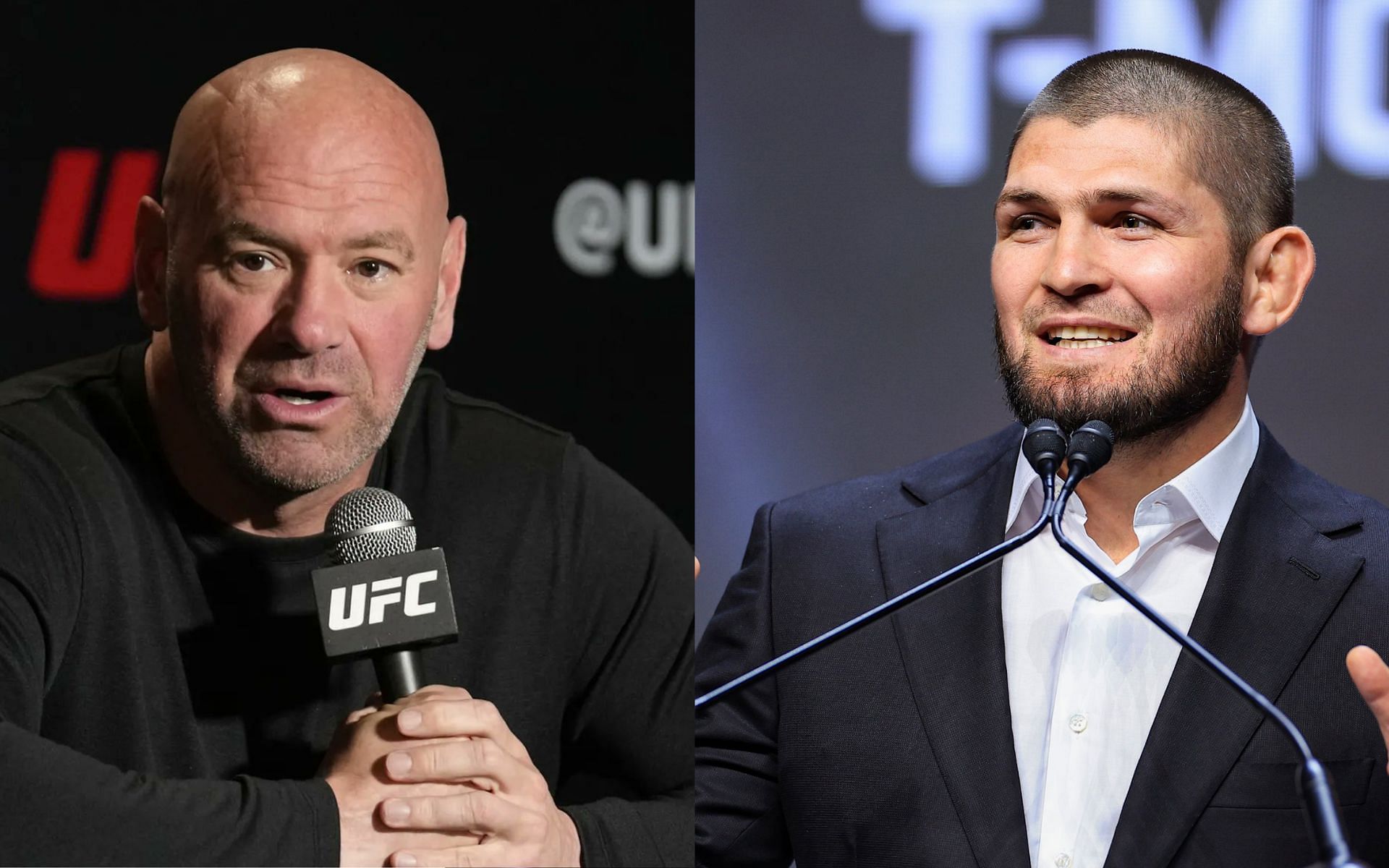 Dana White [Left] Khabib Nurmagomedov [Right] [Images courtesy: @MMAFighting (Twitter)]