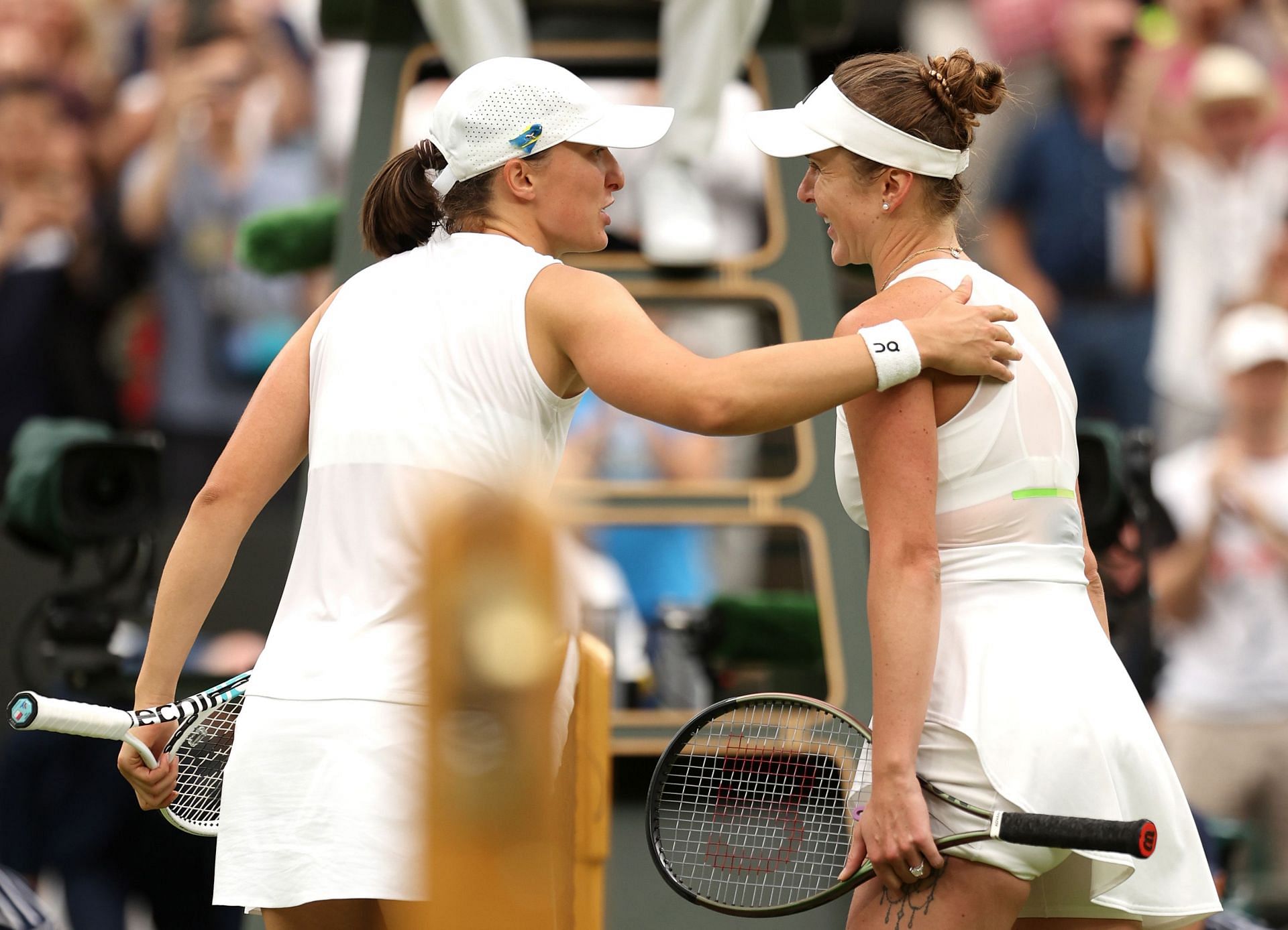 Elina Svitolina and Iga Swiatek at the 2023 Wimbledon Championships