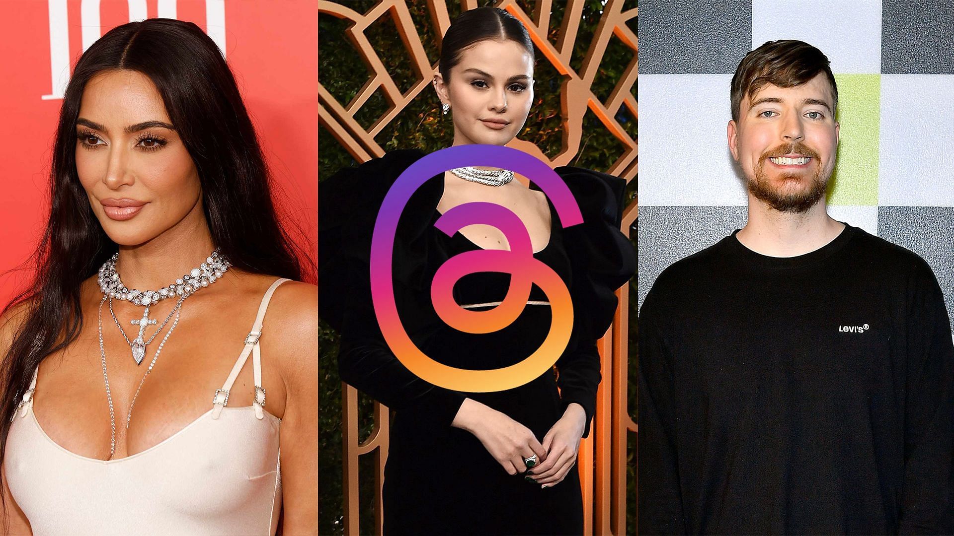 Kim Kardashian, Selena Gomez and MrBeast (Image via Getty and Shutterstock)