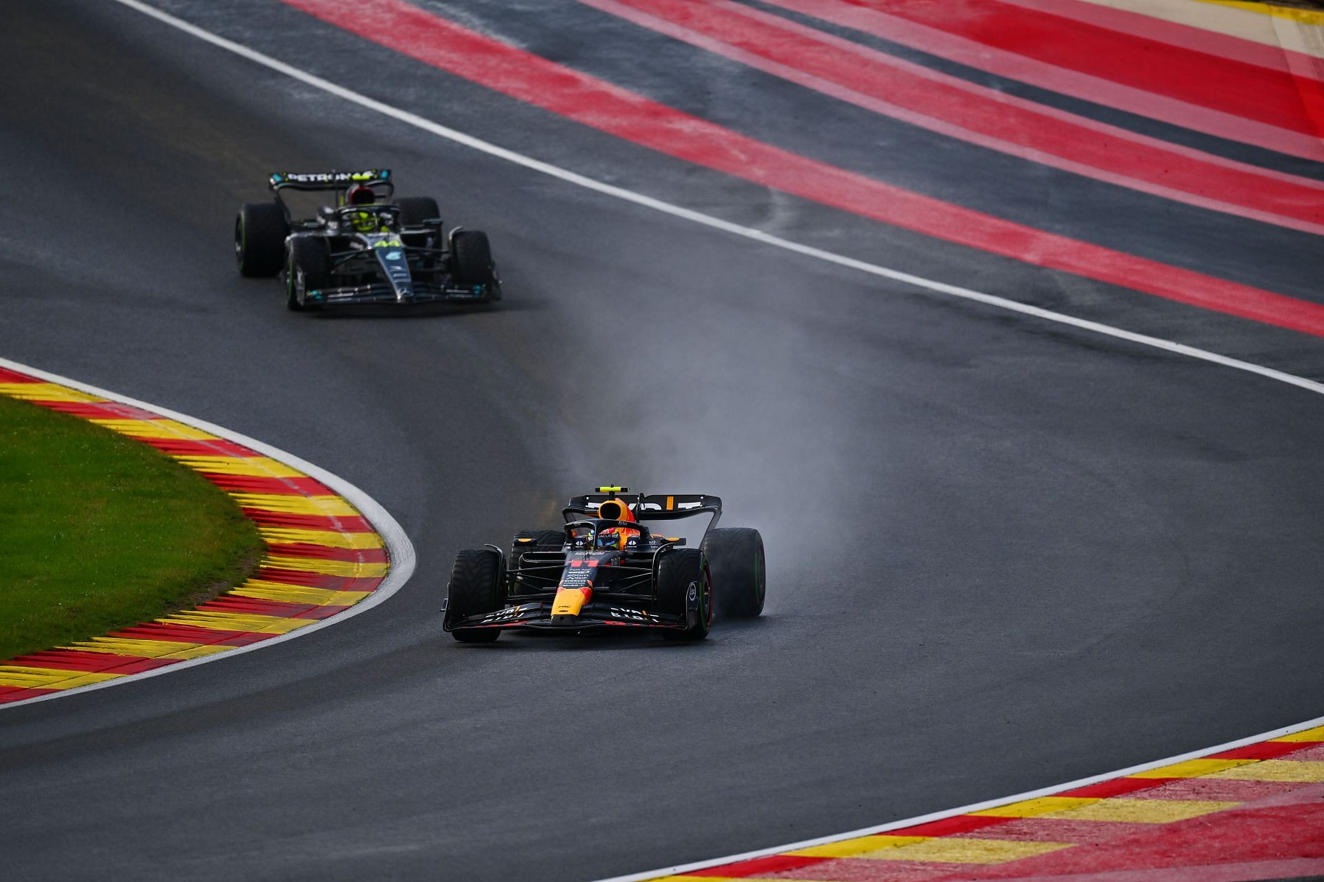Sergio Perez ahead of Lewis Hamilton in the sprint race