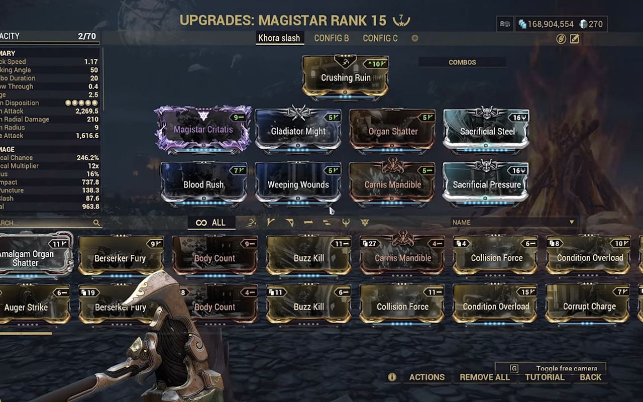 Magistar build as stat-stick for the Warframe Khora (Image via Digital Extremes)