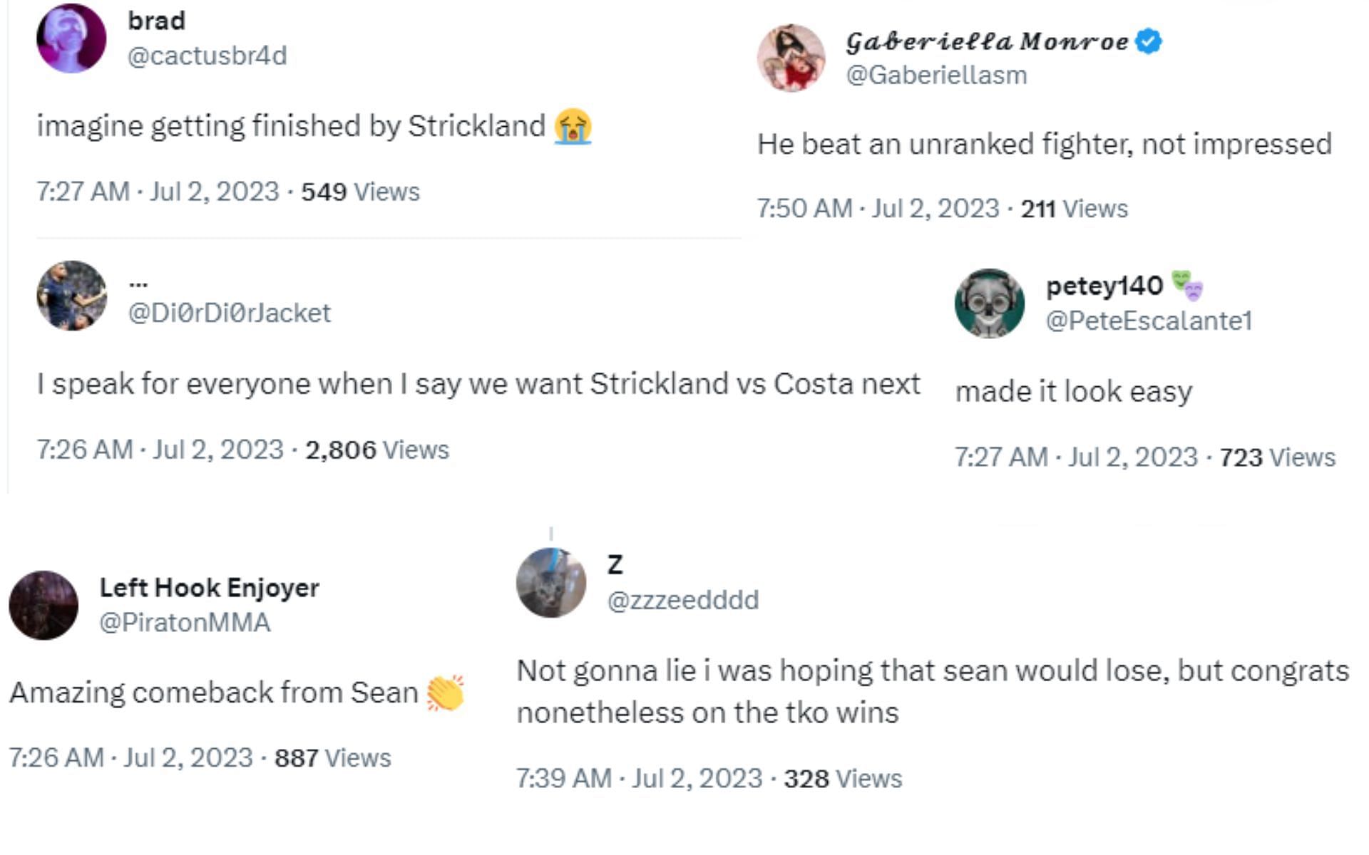 Fans comment on Strickland vs. Magomedov