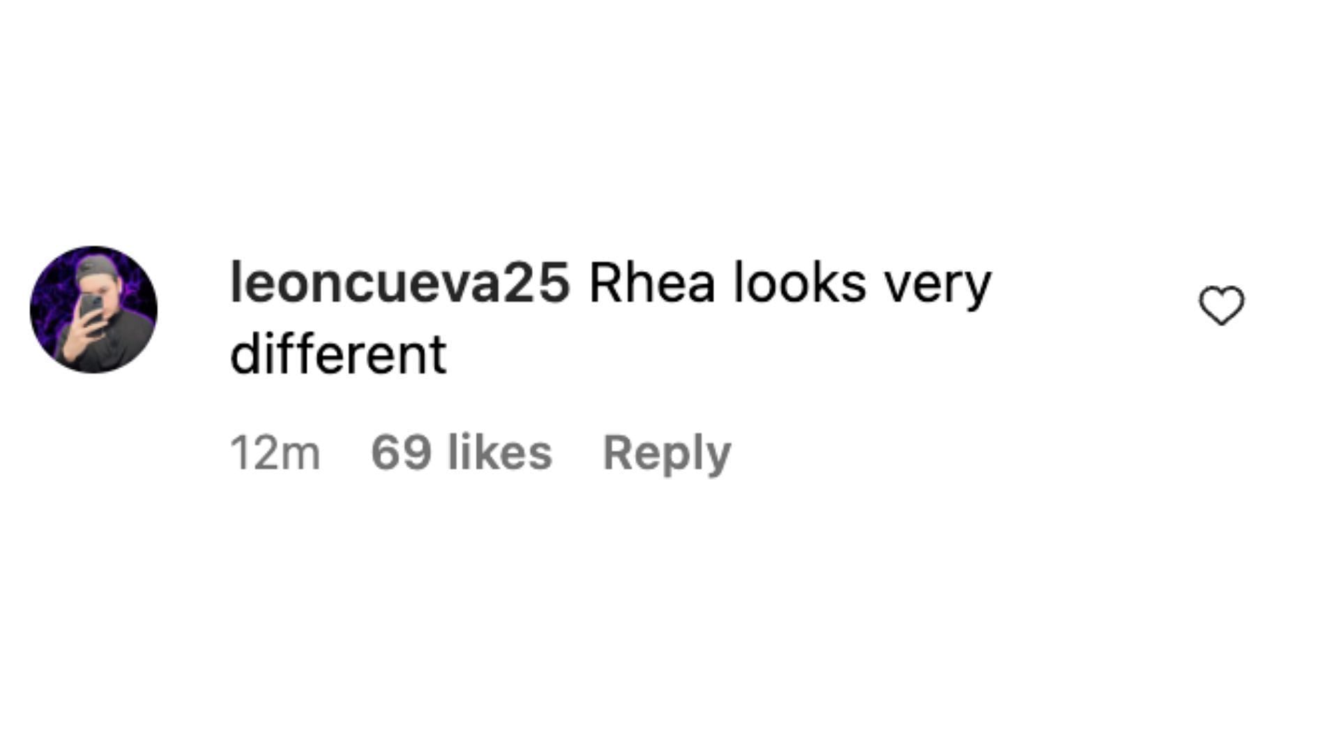 A wrestling fan jokes that Rhea looks different in Dominik&#039;s post.