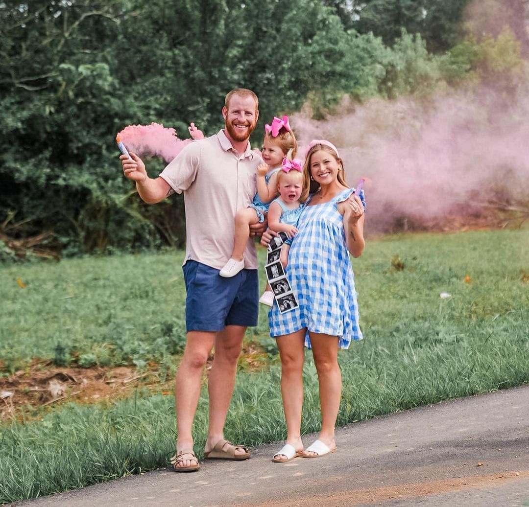 Wentz with his wife and daughters. Photo via Carson Wentz/Instagram.