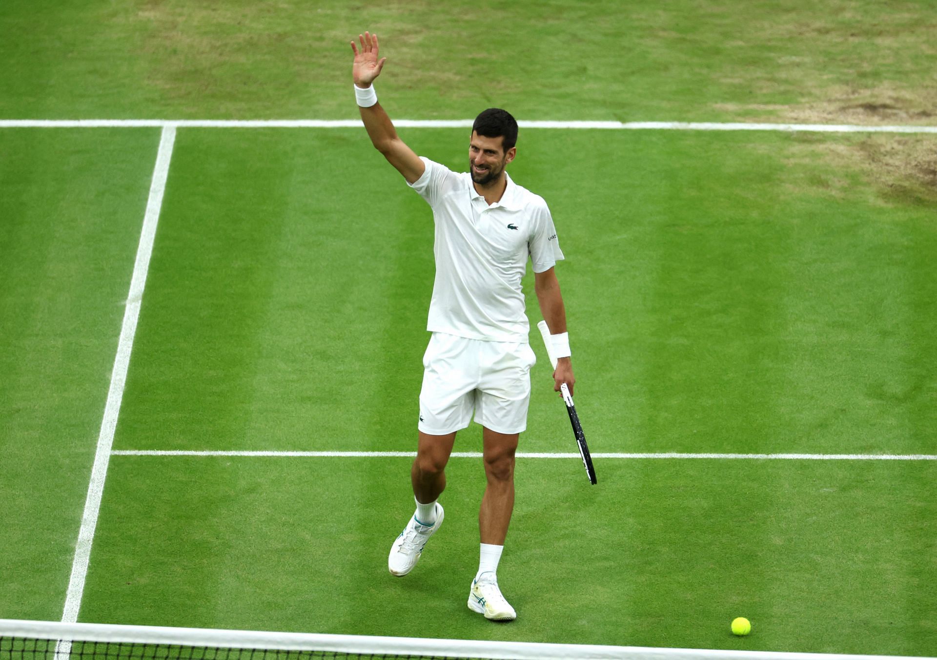 Novak Djokovic in action at Wimbledon 2023