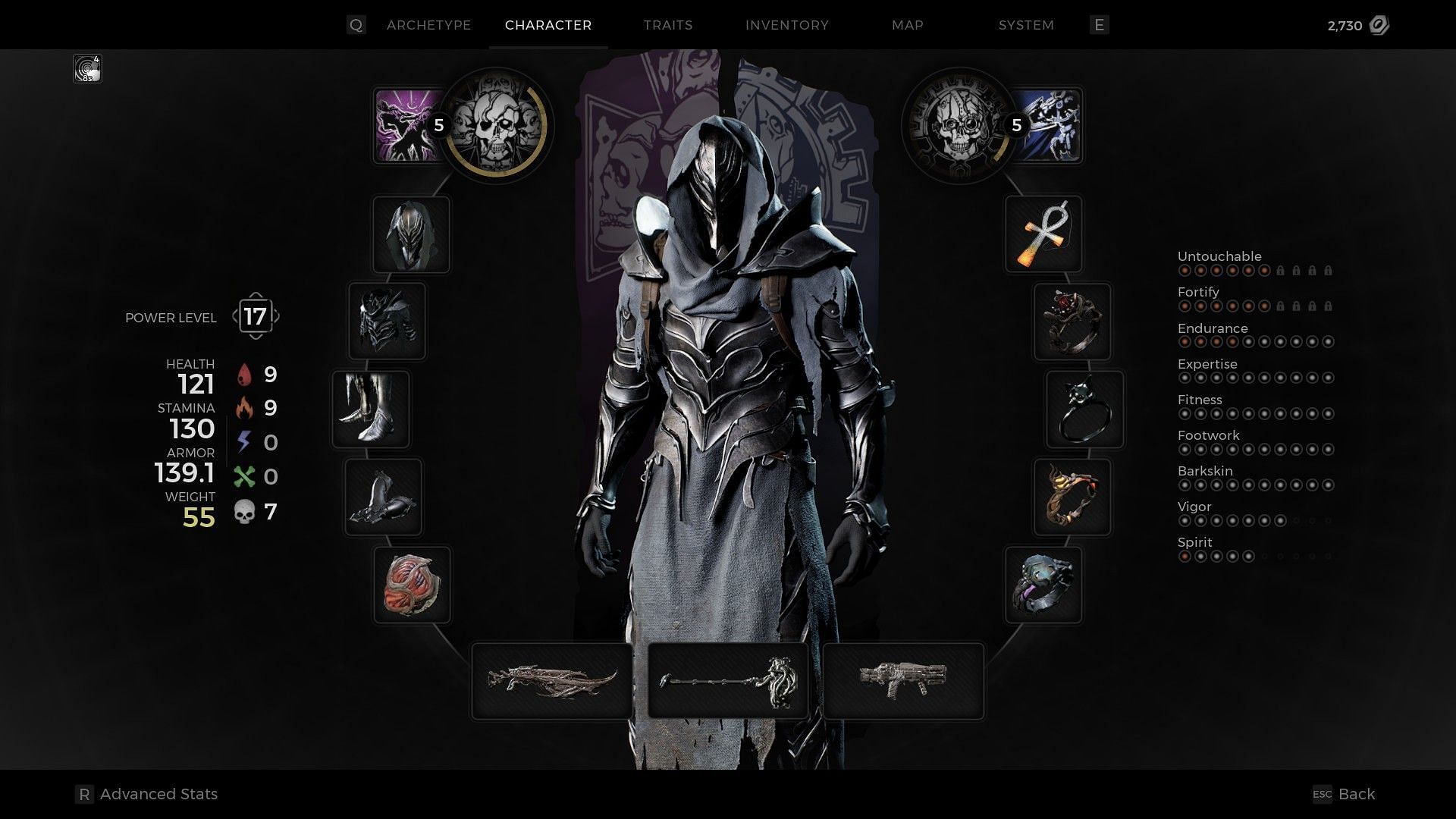 Fae Royal armor set equipped on the character screen of a player 