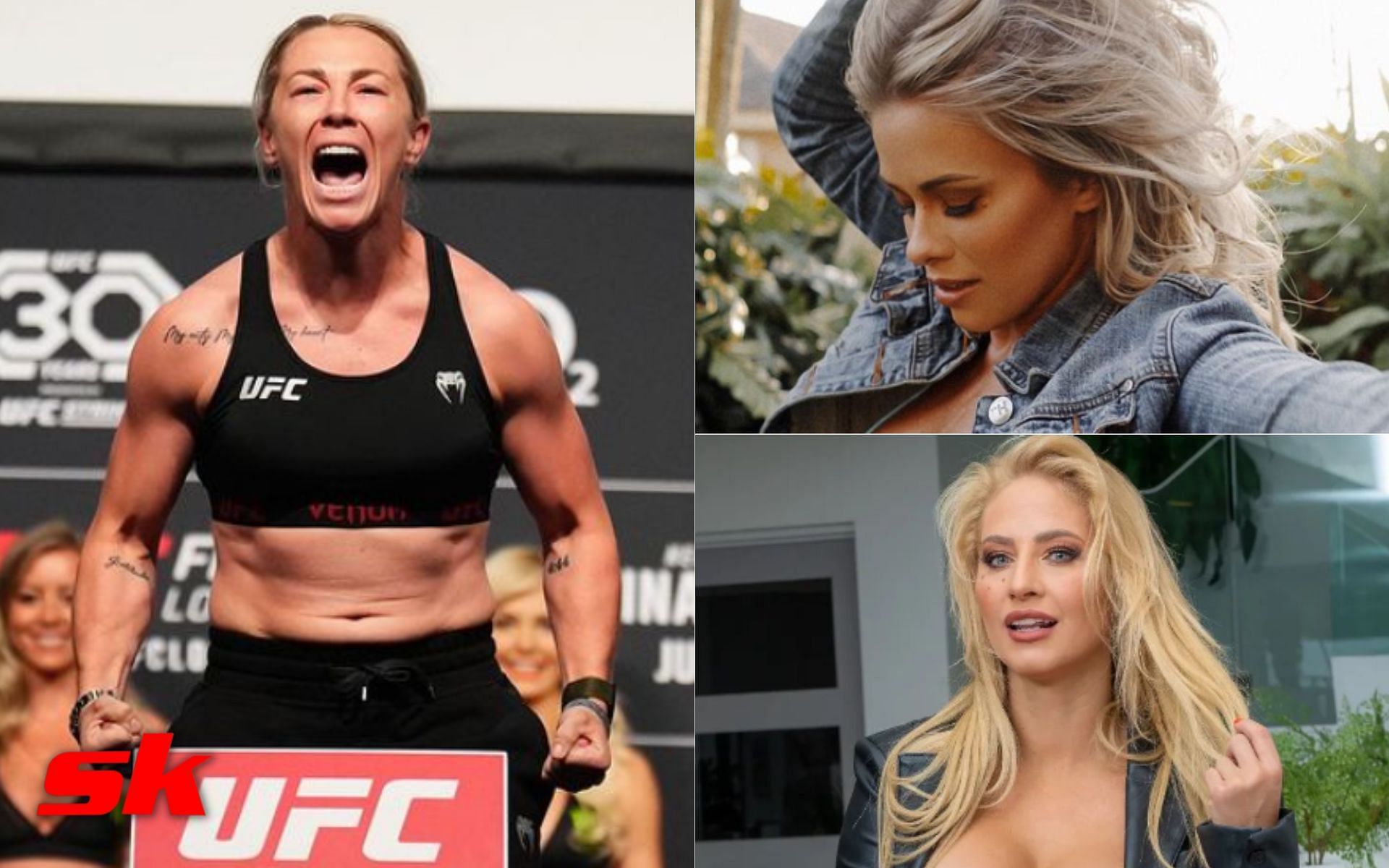 Molly McCann (left - via @meatmallmolly), Paige VanZant (right top - via @paigevanzant), Ebanie Bridges (right bottom - via @ebanie_bridges)