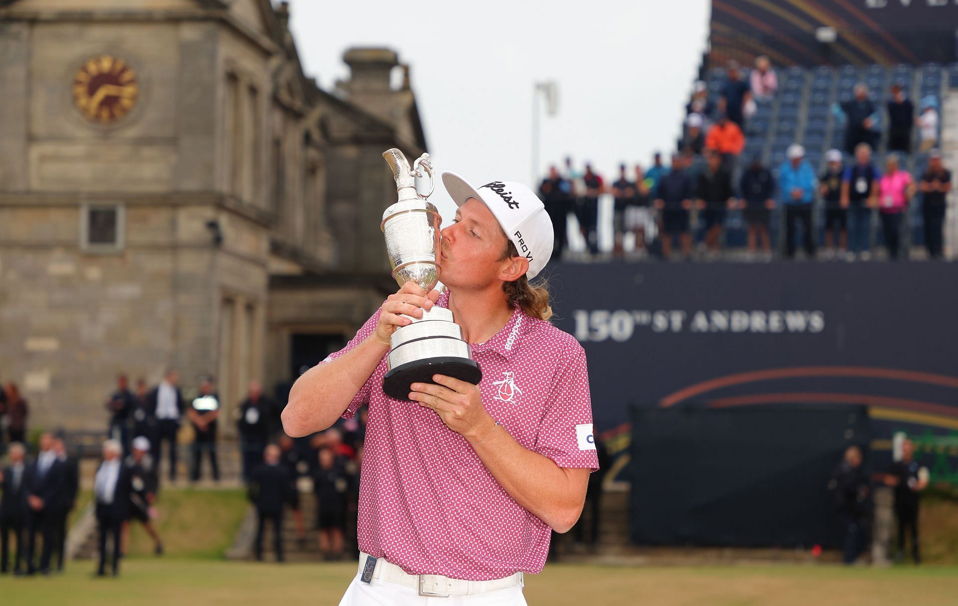 Cameron Smith kisses the Claret Jug after winning the Open Championship 2022