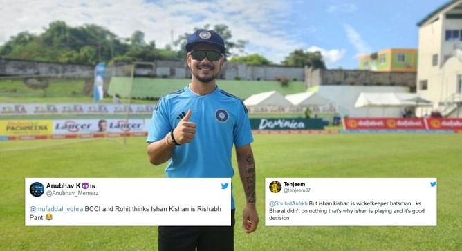 "BCCI and Rohit think Ishan Kishan is Rishabh Pant" - Fans react as wicketkeeper-batter makes his debut in IND vs WI 1st Test