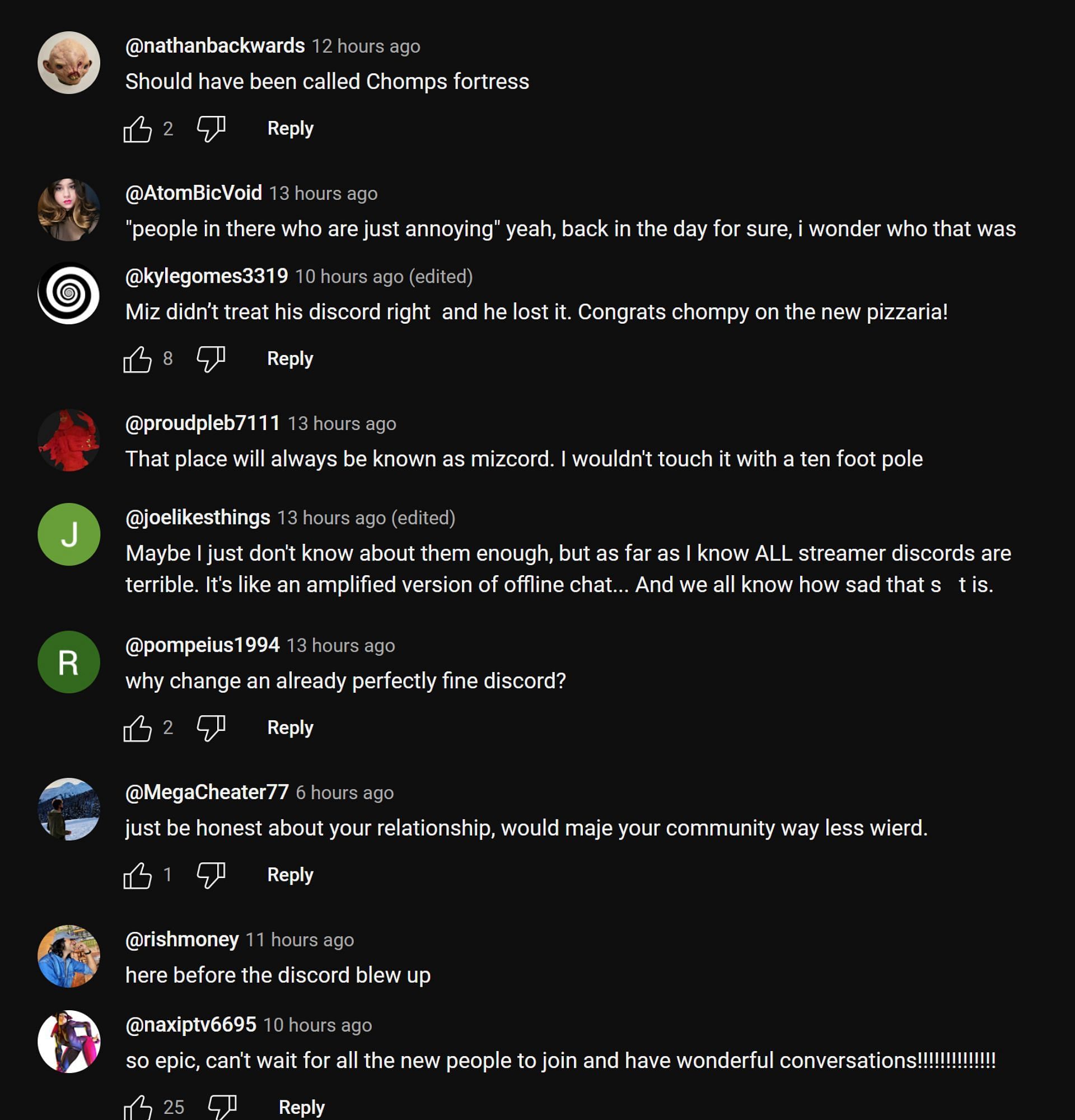 YouTube community discussing the streamer&#039;s update (Image via Mizkif Too/YouTube)