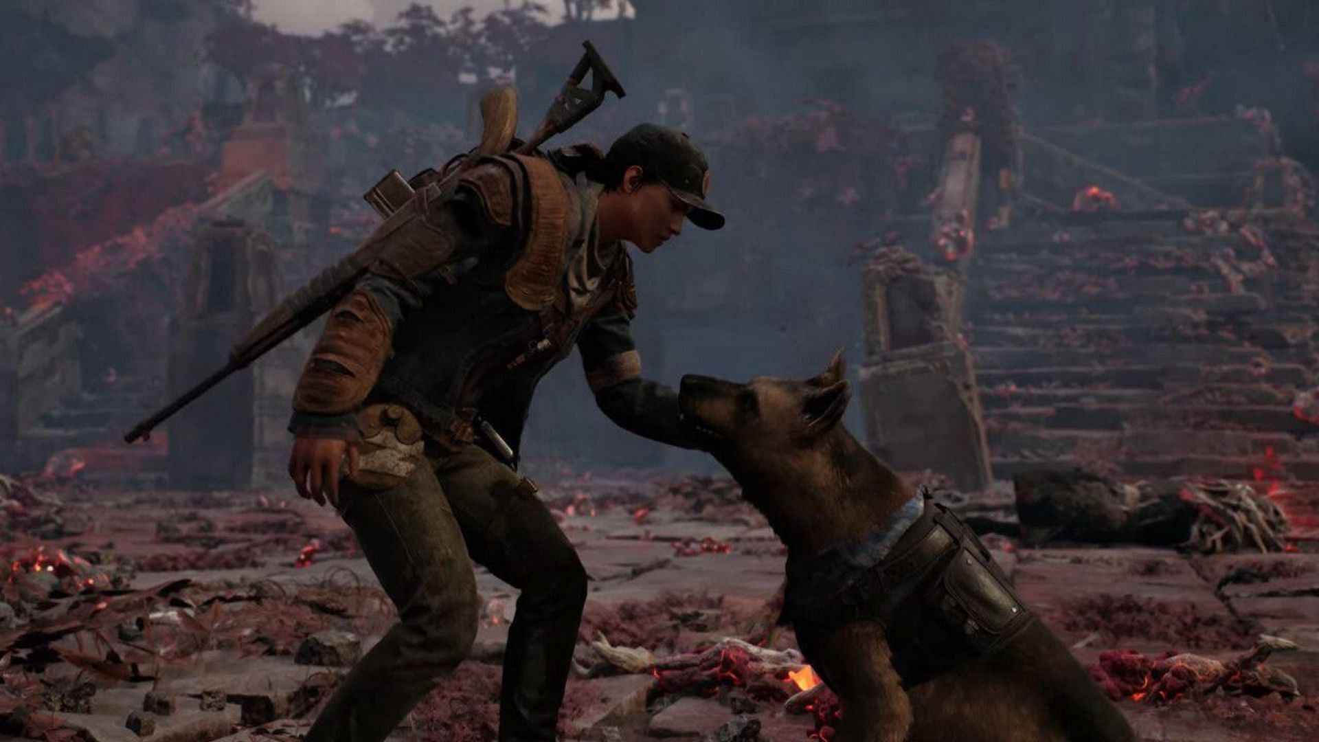 Handler patting a dog (Image via Gunfire Games)