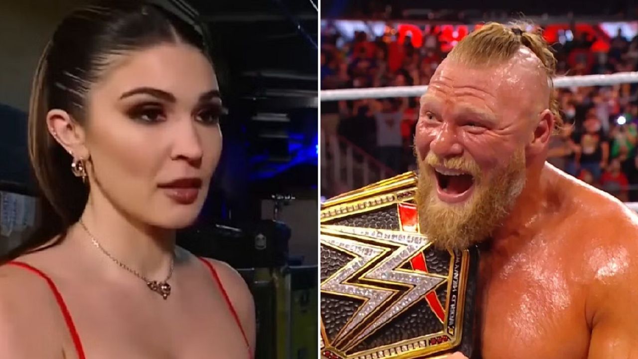 Cathy Kelley (left); Brock Lesnar (right)