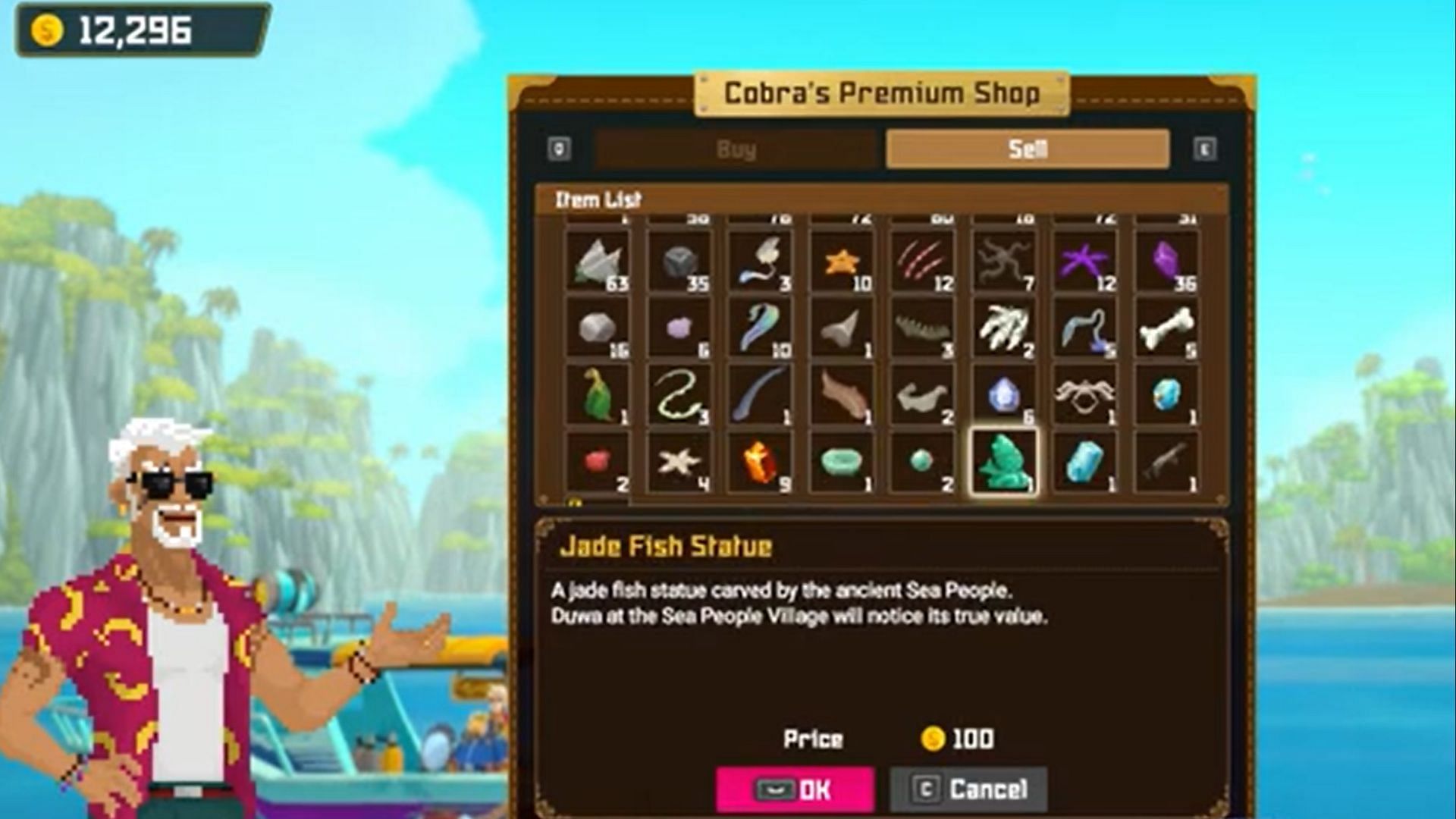 Treasures can be sold at Cobra&#039;s shop (Image via MINTROCKET/YouTube: Raptor)