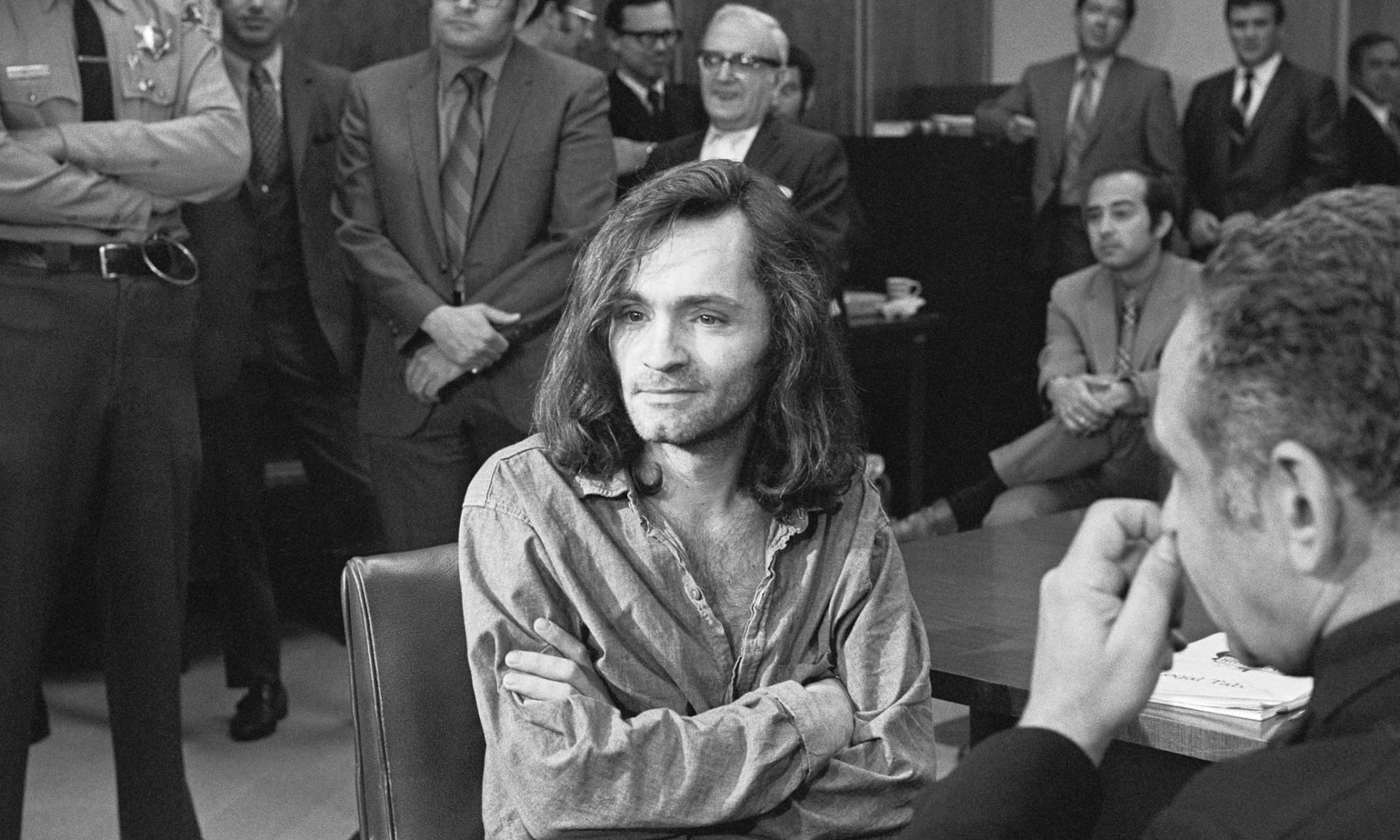 Charles Manson in court on June 18, 1970 (Image via Getty)