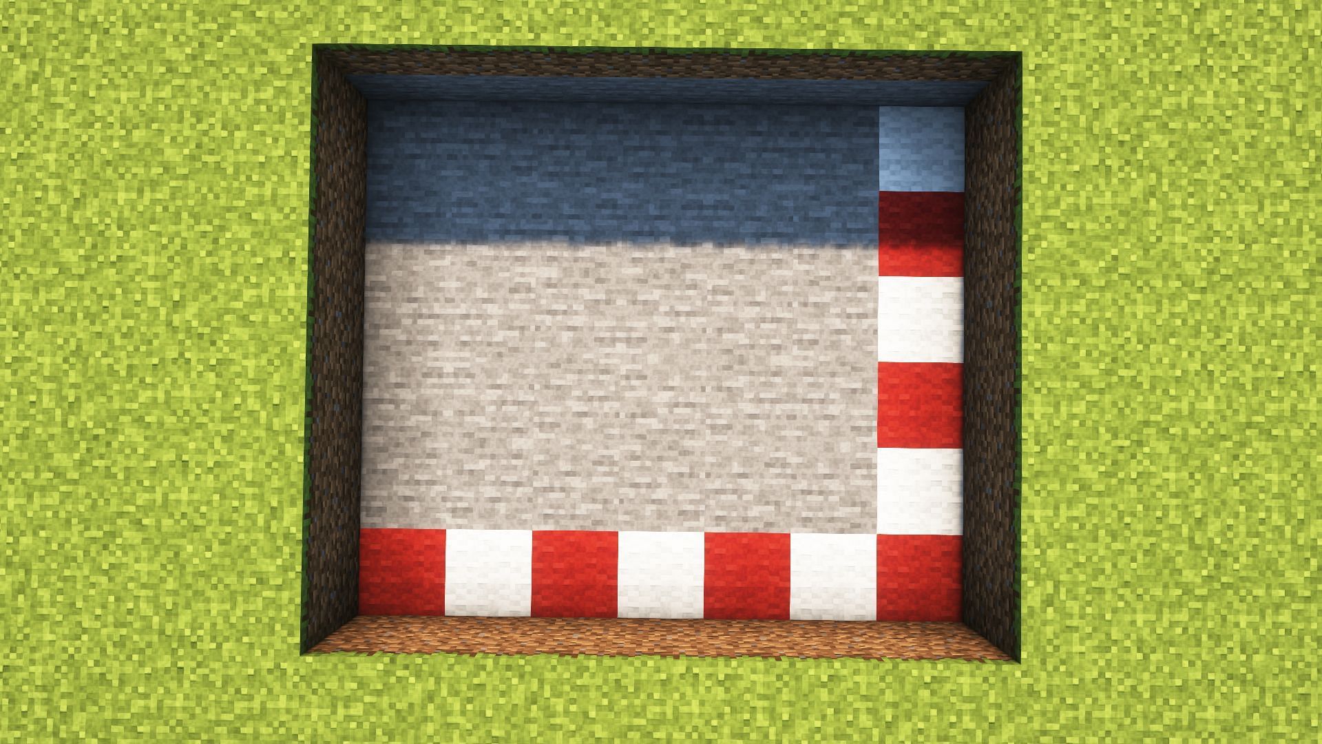 Wool blocks are placed to better understand the dimensions (Image via Mojang)