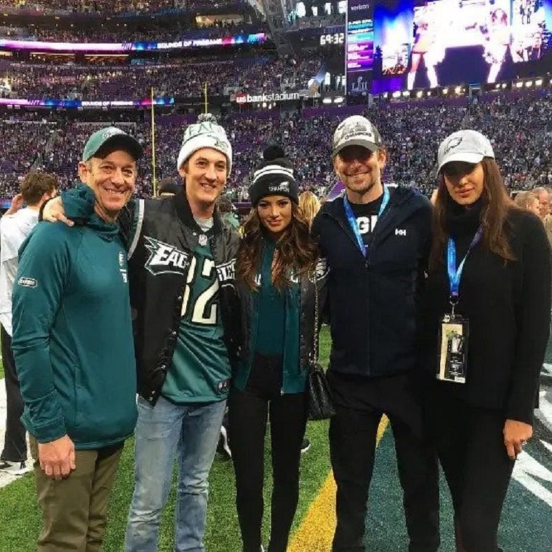 Irina Shayk (right) at Super Bowl LII - Courtesy of keleighteller on Instagram
