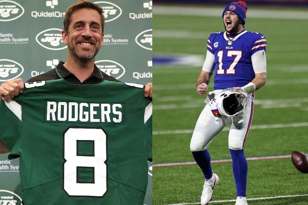 Aaron Rodgers, left, Josh Allen, right 