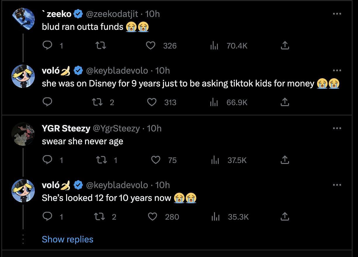 Social media users shocked as Disney Star asked for $5 from her followers during a TikTok Live Session. (Image via Twitter)