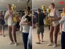 Watch: 2023 NBA Champion Nikola Jokic celebrates another trophy with his horses in Serbia