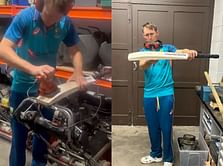 [Watch] Marnus Labuschagne fine tunes weight of his bat using tools from the groundstaff shed ahead of 5th Ashes Test at the Oval