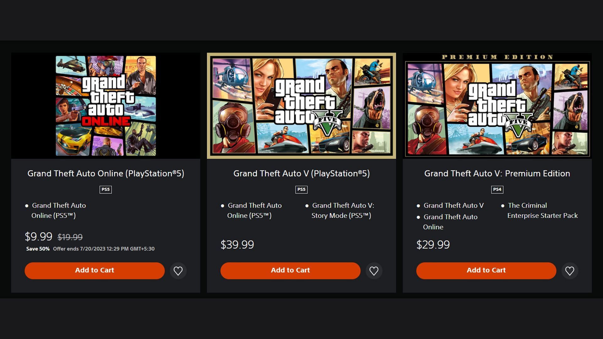 GTA 5&rsquo;s current price on PlayStation Store (Image via Sportskeeda)