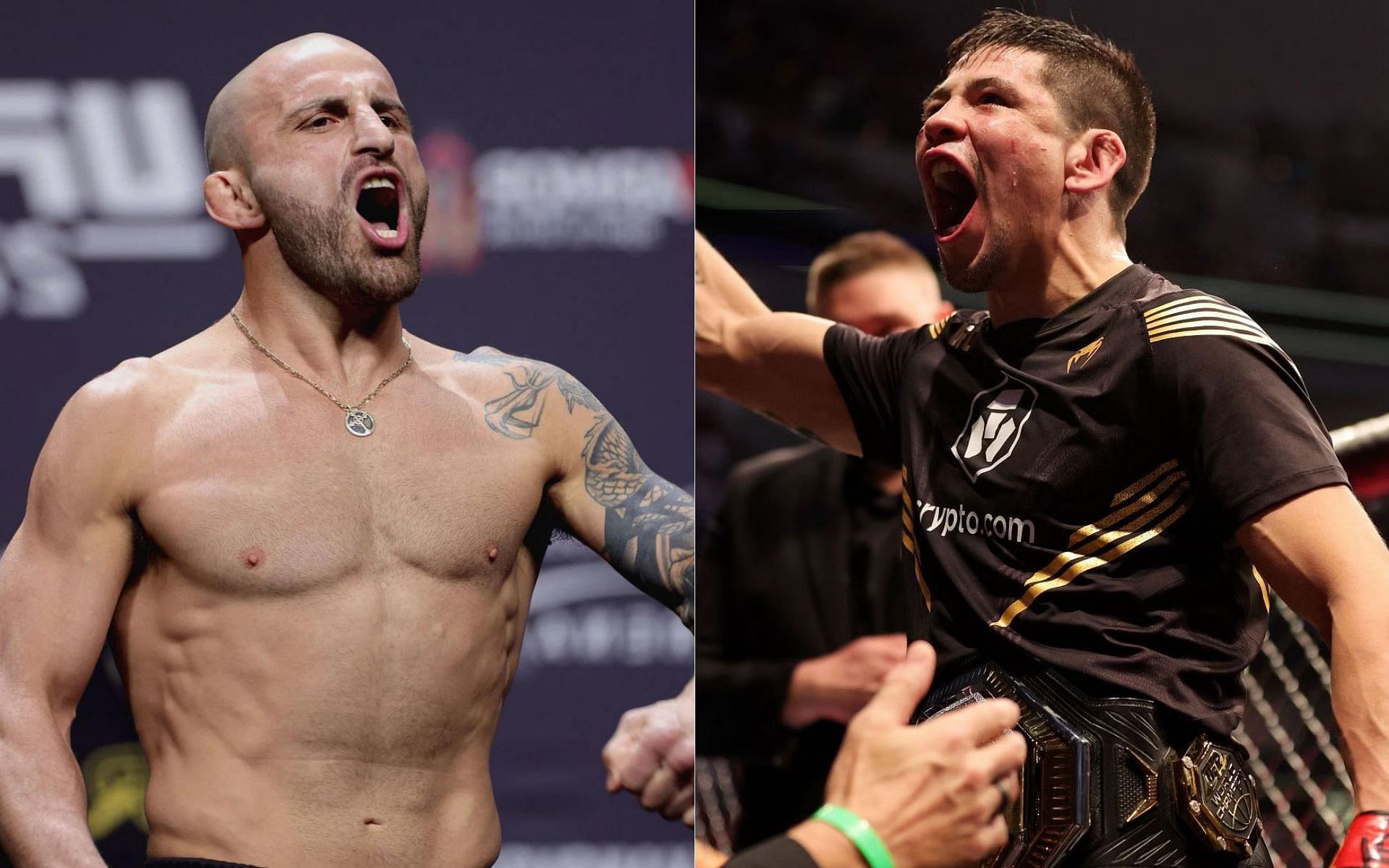 Alexander Volkanovski (left) and Brandon Moreno (right)