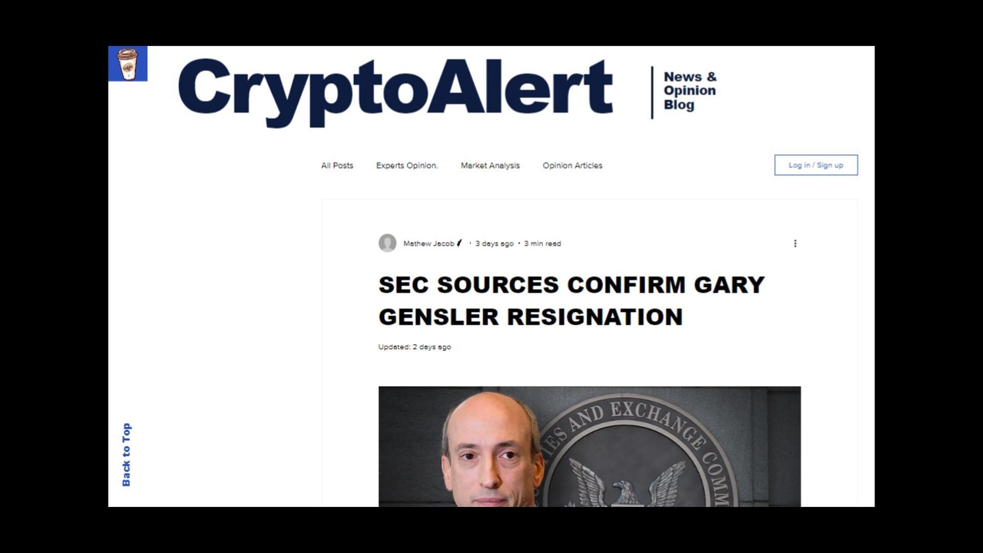 Screenshot of the fake article on Gary Gensler&#039;s resignation.
