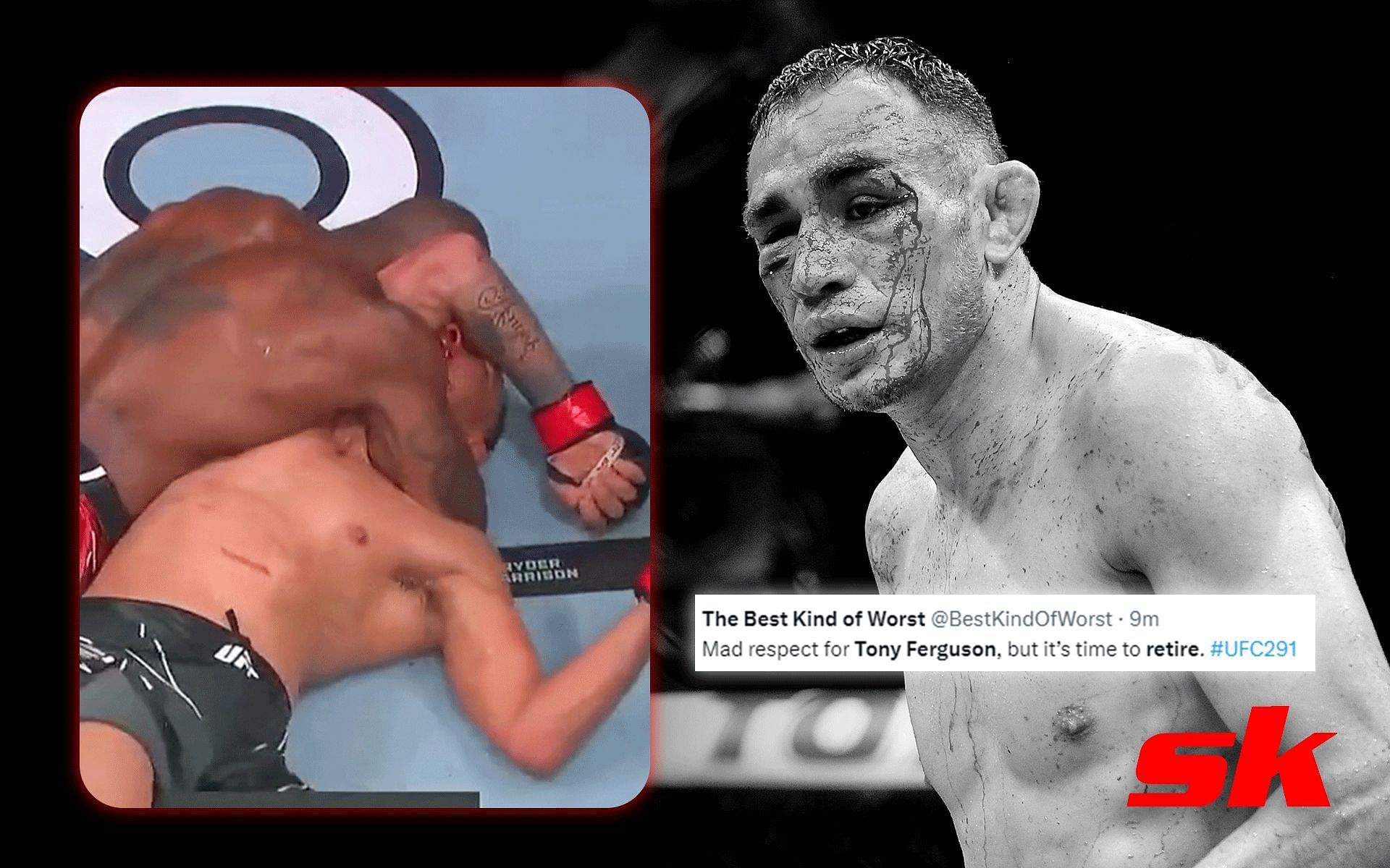 Tony Ferguson vs. Bobby Green at UFC 291 [Image courtesy: @OmerOsman200 on Twitter, Getty]
