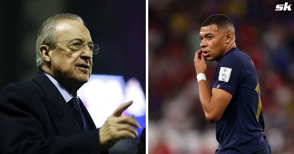 Real Madrid president Florentino Perez and PSG star Kylian Mbappe