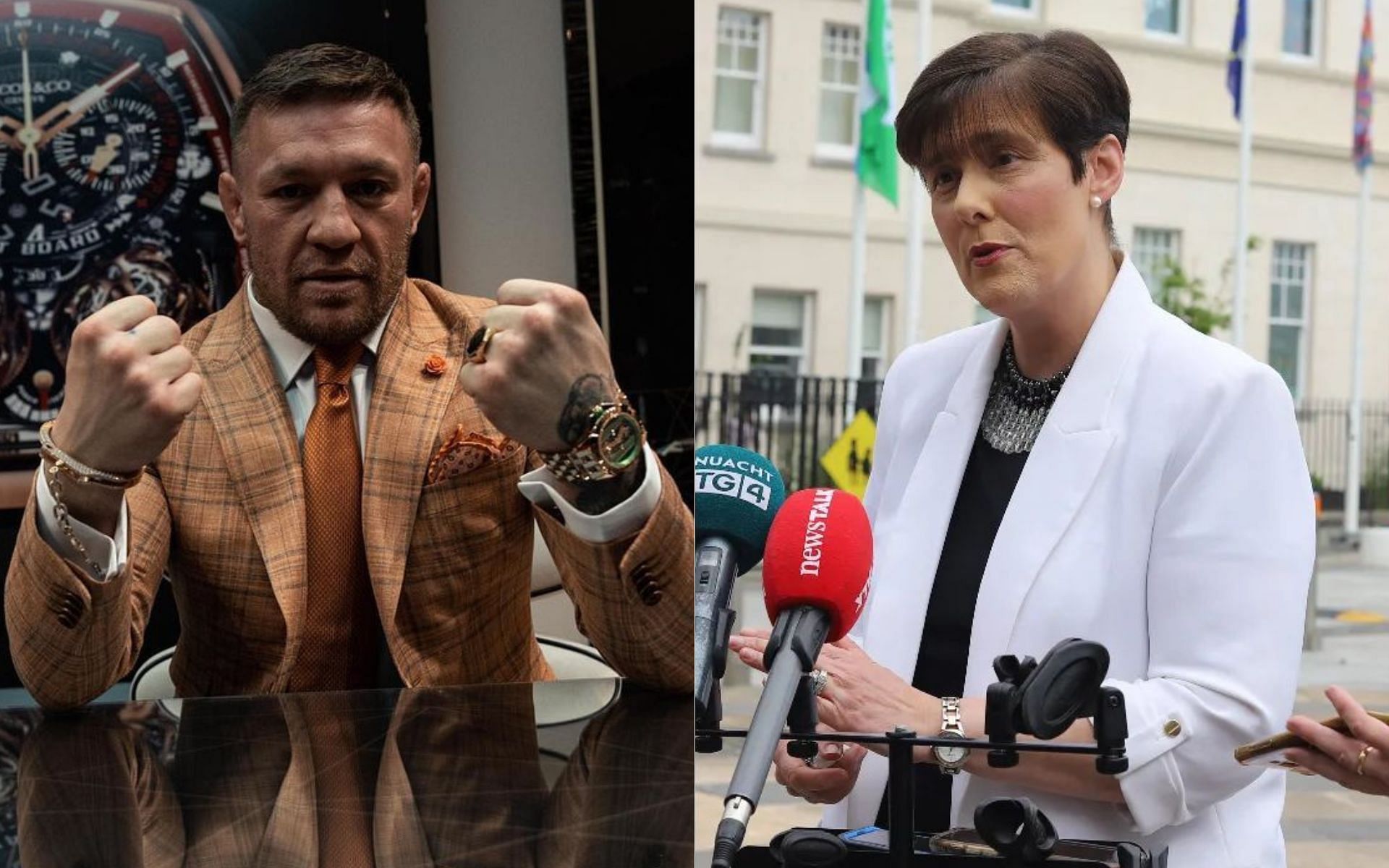 Conor McGregor (left) Norma Foley (right) [Image courtesy @thenotoriousmm @normafoleytd on Instagram]