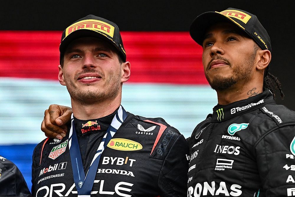 Max Verstappen and Lewis Hamilton 