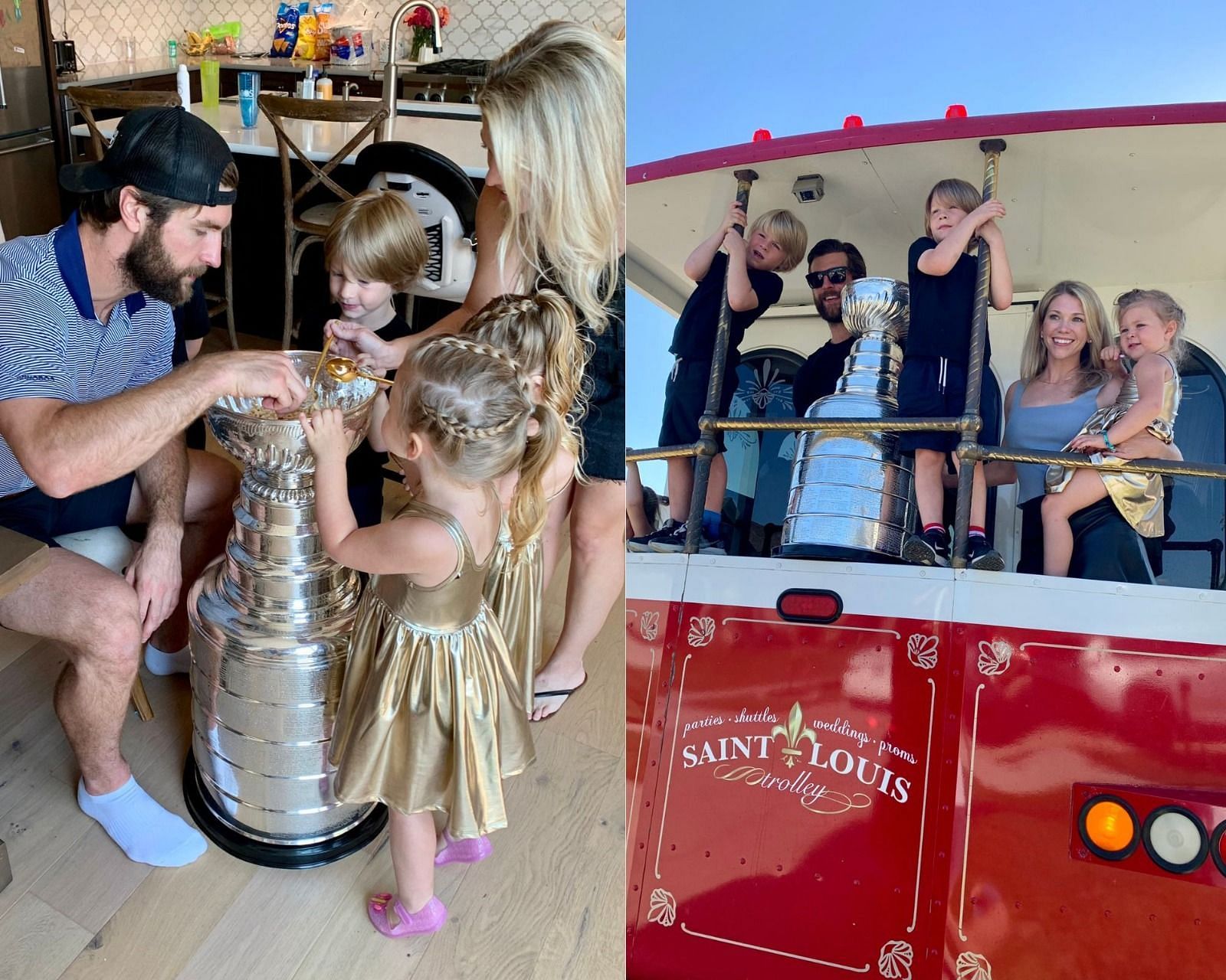 korac] Today is Alex Pietrangelo's day with the Stanley Cup. Along with  wife Jayne in their home, he's holding daughter Evelyn, who he almost  walked away from the game for when she