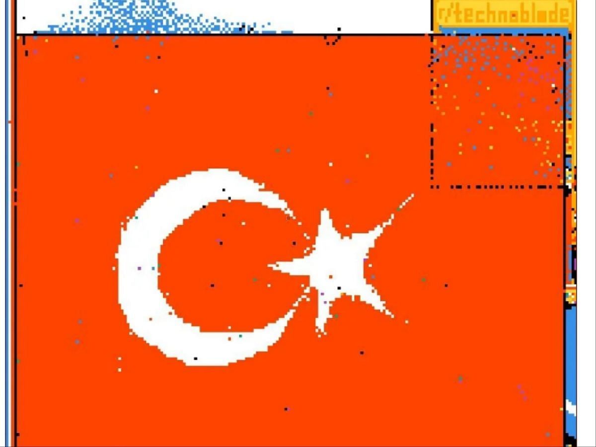 Fans of the popular Minecraft content creator would overwhelm the Turkish flag and replace it with a mural (Image via Reddit)