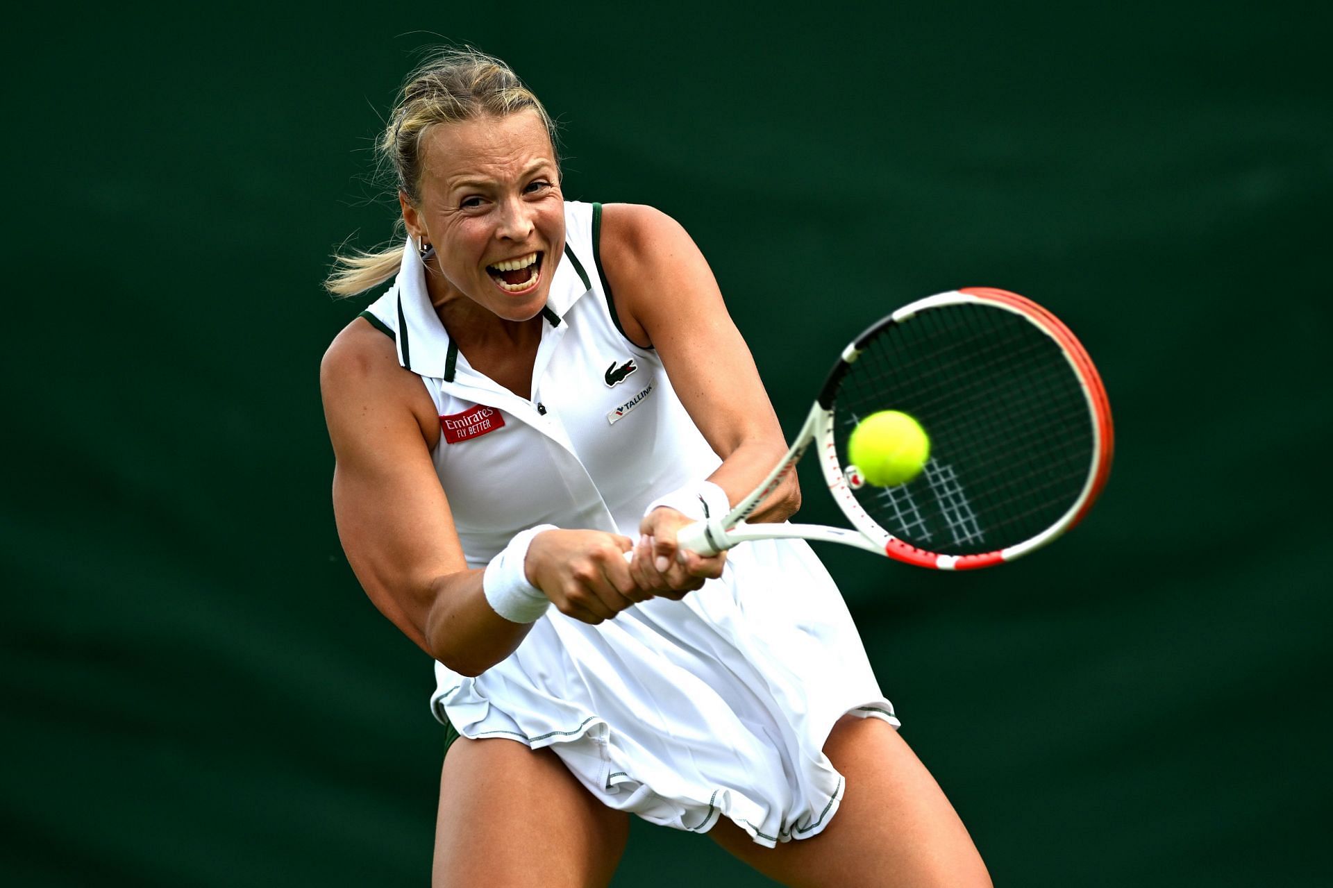 Anett Kontaveit in action against Marie Bouzkova at Wimbledon