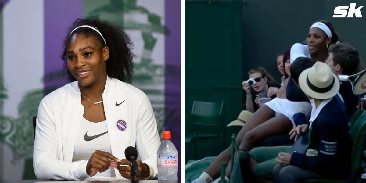 Serena Williams claimed that her fall into the crowd at Wimbledon was embarrassing but funny