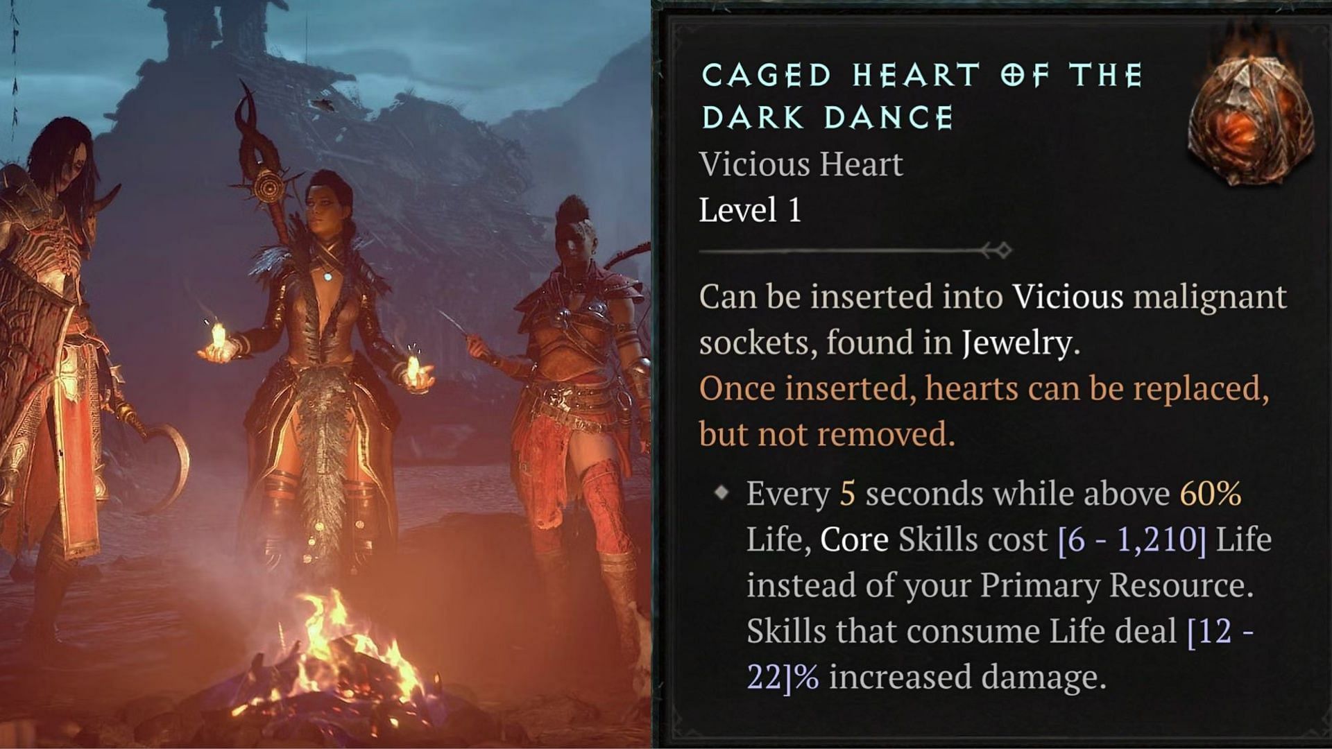 This heart can be equipped by any class (Image via Diablo 4)