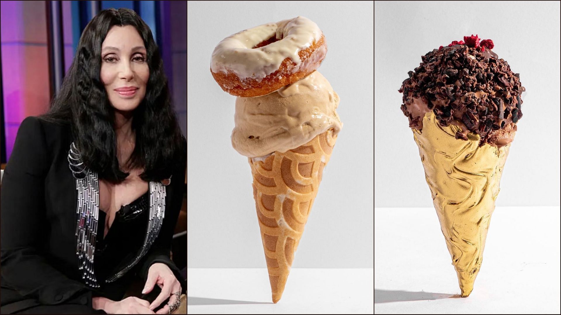 Cher announces her new gelato brand, Cherlato (Image via Instagram/Cher, Getty Images) 