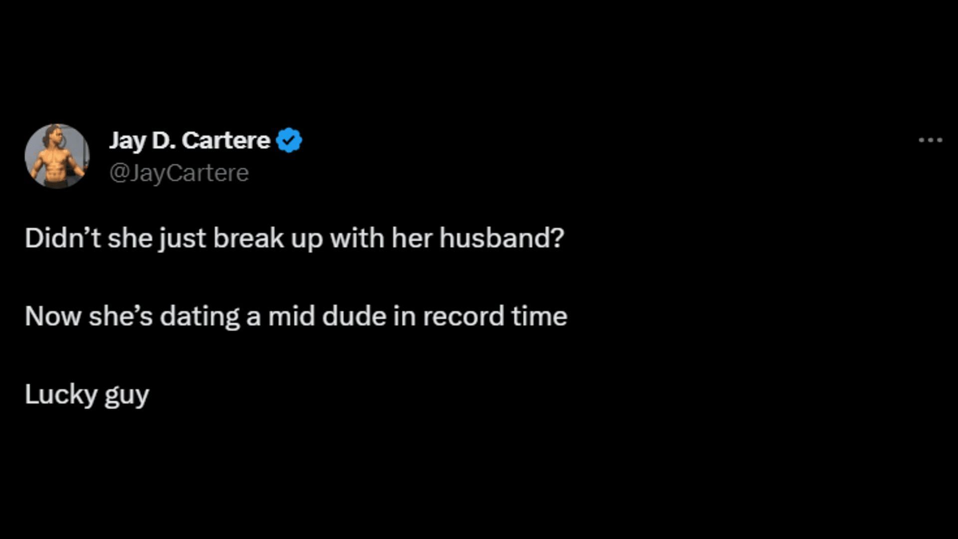 A netizen directly slammed Grande for dating so soon after her separation from her husband. (Image via Twitter/Jay D. Cartere)