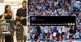 "More happy here than he ever was in PSG" - Fans react as image of Lionel Messi and Antonela Roccuzzo shopping with their children goes viral