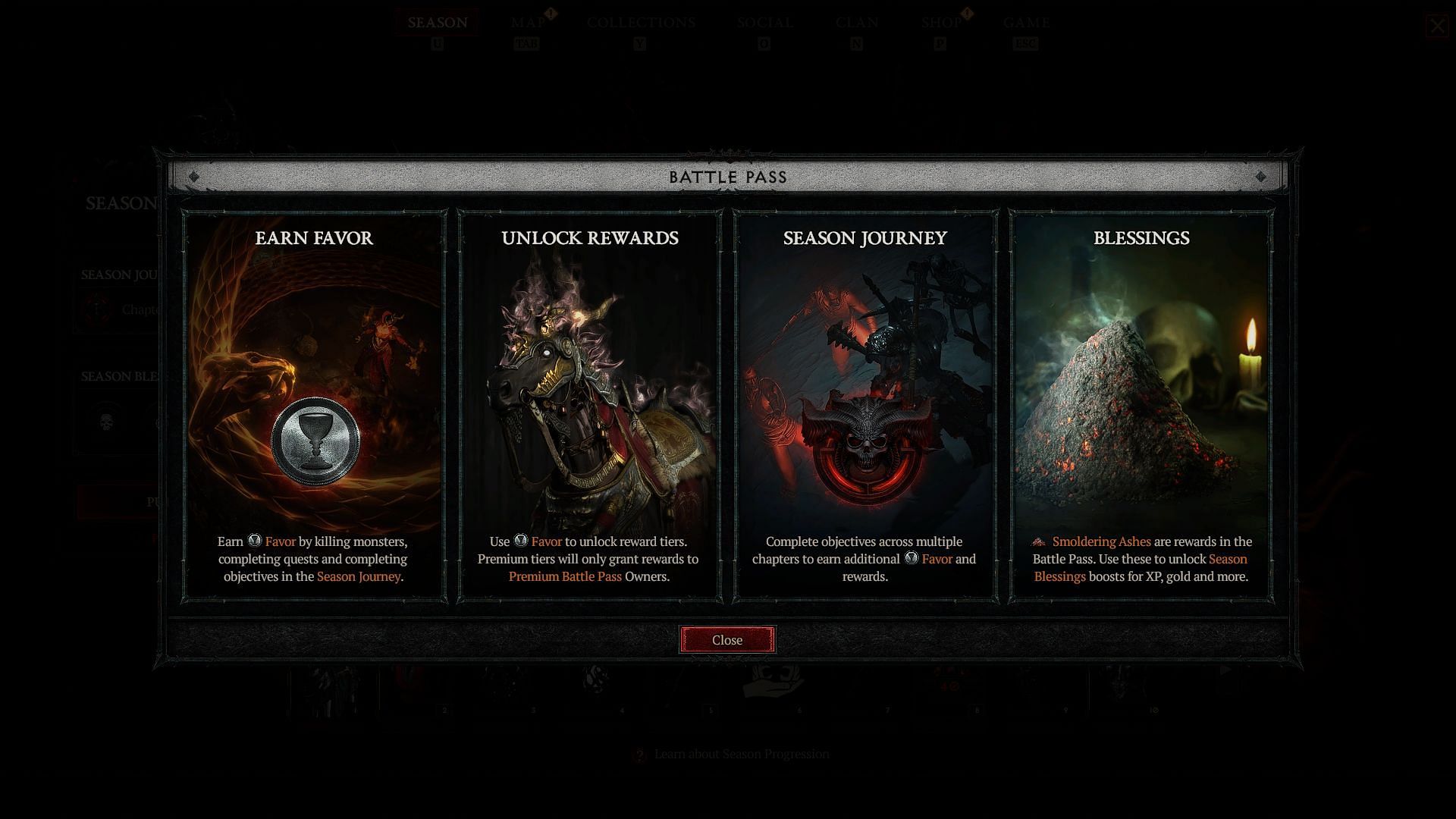Diablo 4 Battle Pass mechanism as shown in the game (Image via Blizzard Entertainment)