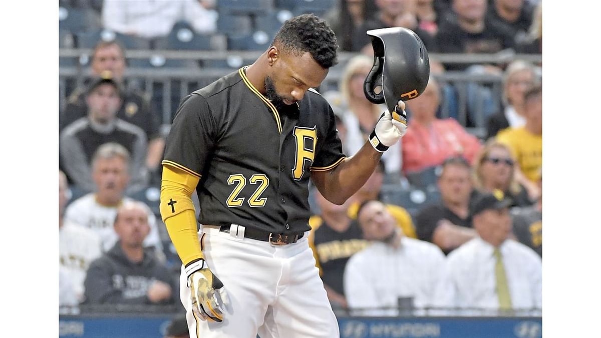 Pittsburgh Pirates' Andrew McCutchen expresses surprise with his stats