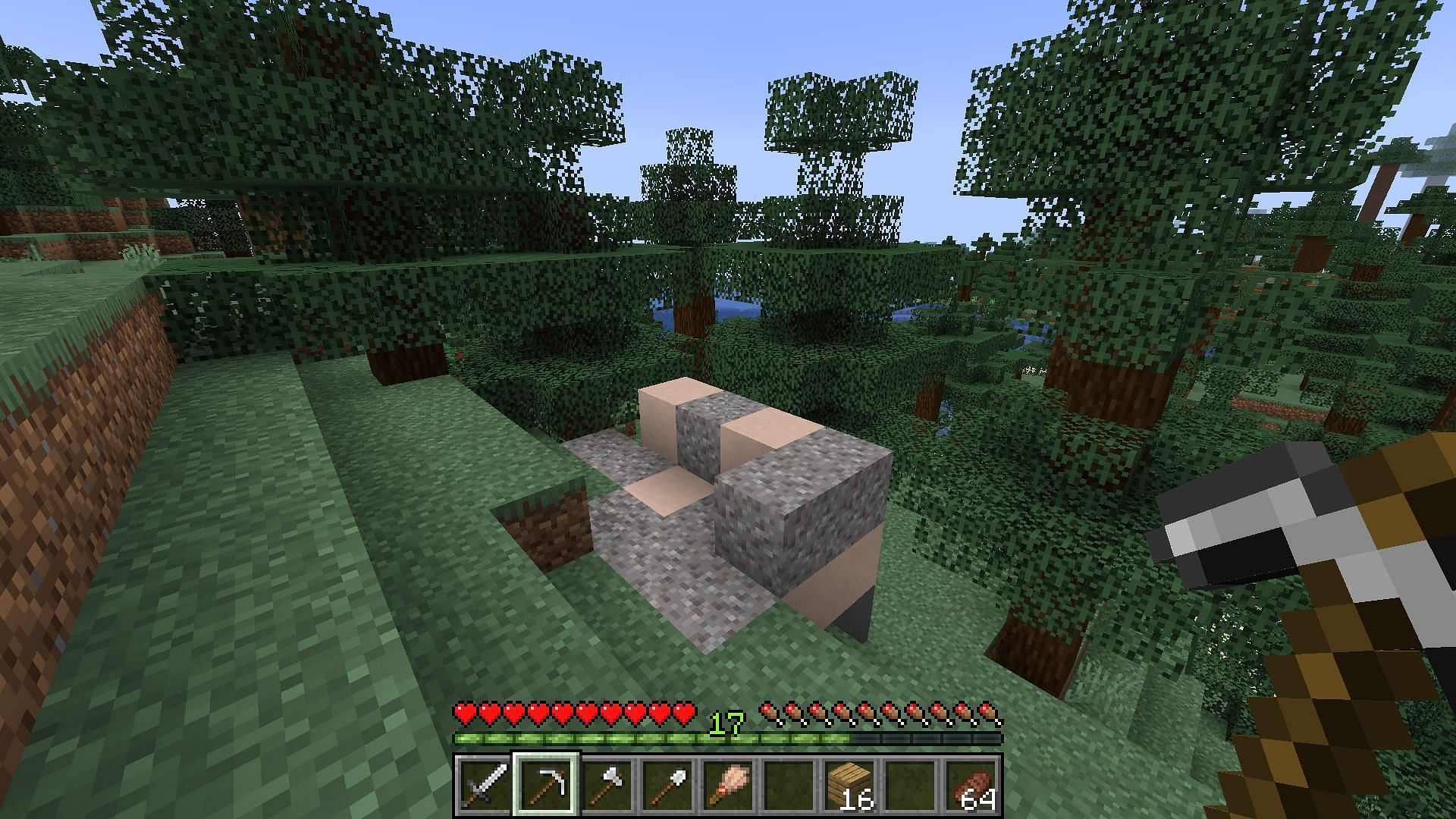 Trail Ruins will have a few gravel and terracotta blocks in the middle of a grassy biome in Minecraft (Image via Mojang)