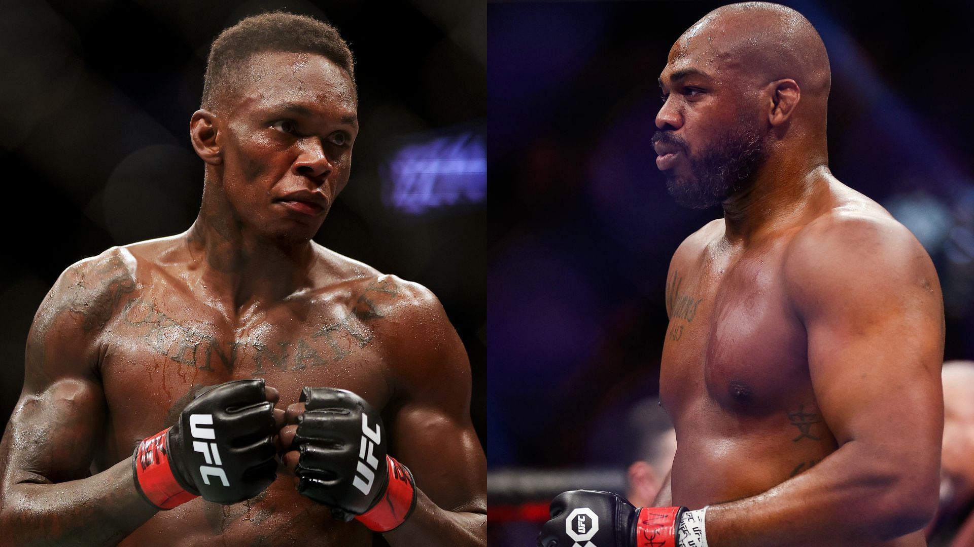 Israel Adesanya (left), Jon Jones (right)