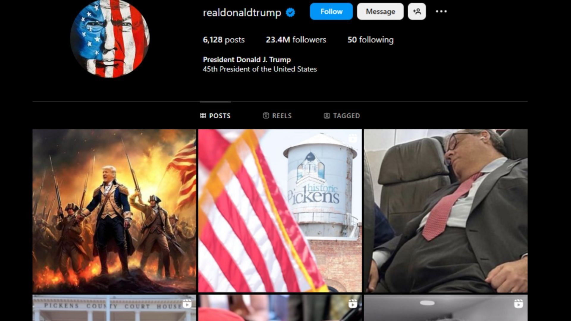 Donald J. Trump&#039;s official Instagram account (Image via Instagram/ @realdonaldtrump)