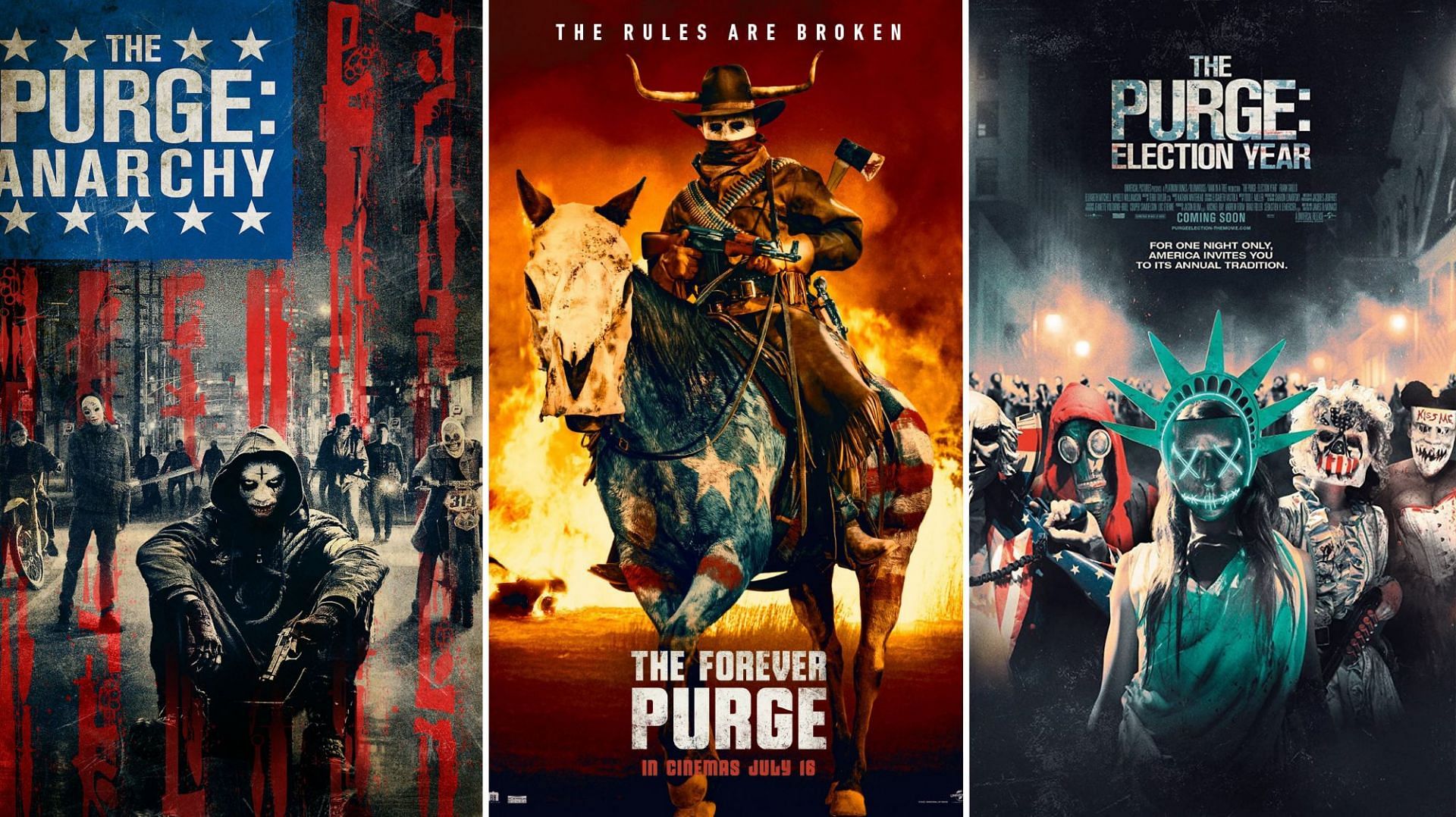All 5 The Purge films ranked (Images via Universal Pictures)