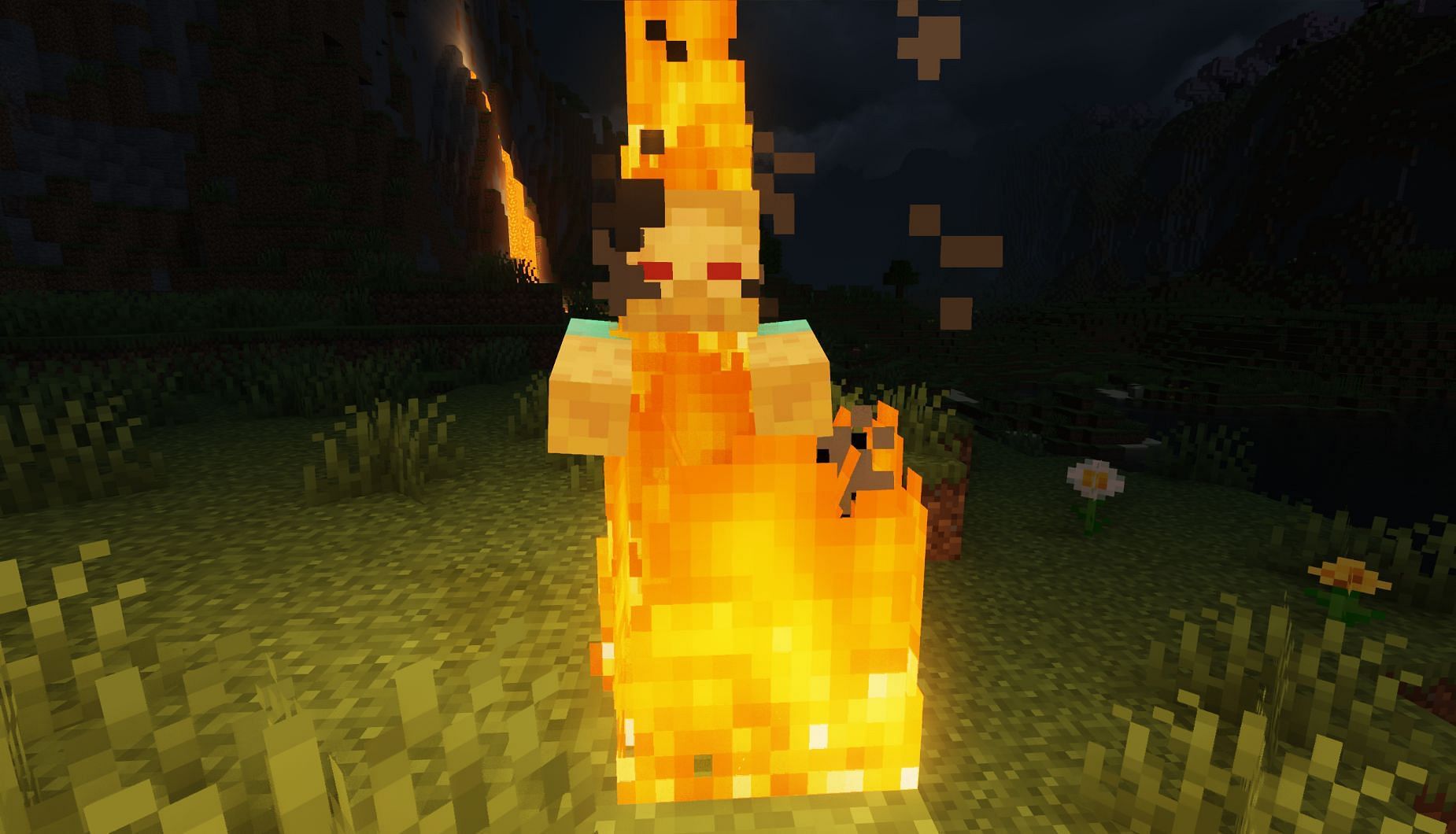 Fire can be a great weapon against hostile mobs (Image via Mojang)