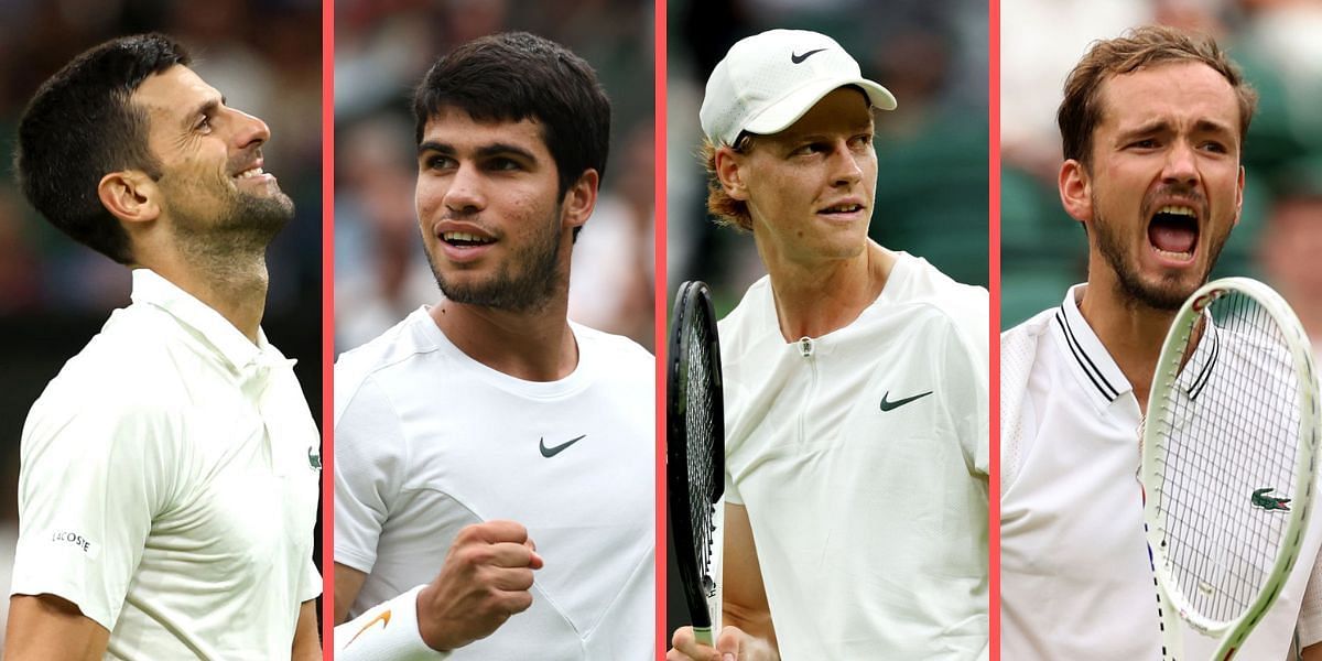 Novak Djokovic, Carlos Alcaraz, Jannik Sinner, Daniil Medvedev are into the semifinals of the 2023 Wimbledon Championships