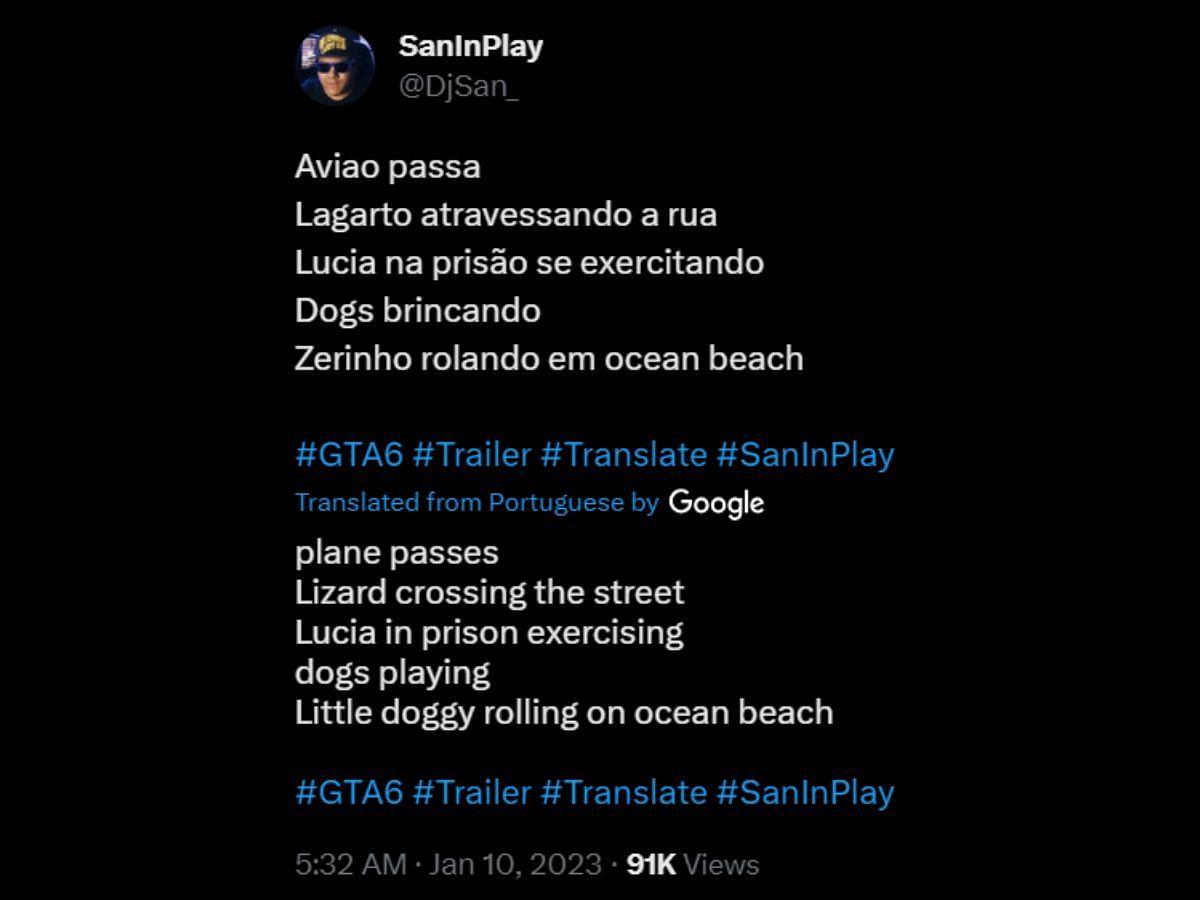 SanInPlay describing Lucia&rsquo;s whereabouts (Image via Twitter/@DjSan_)